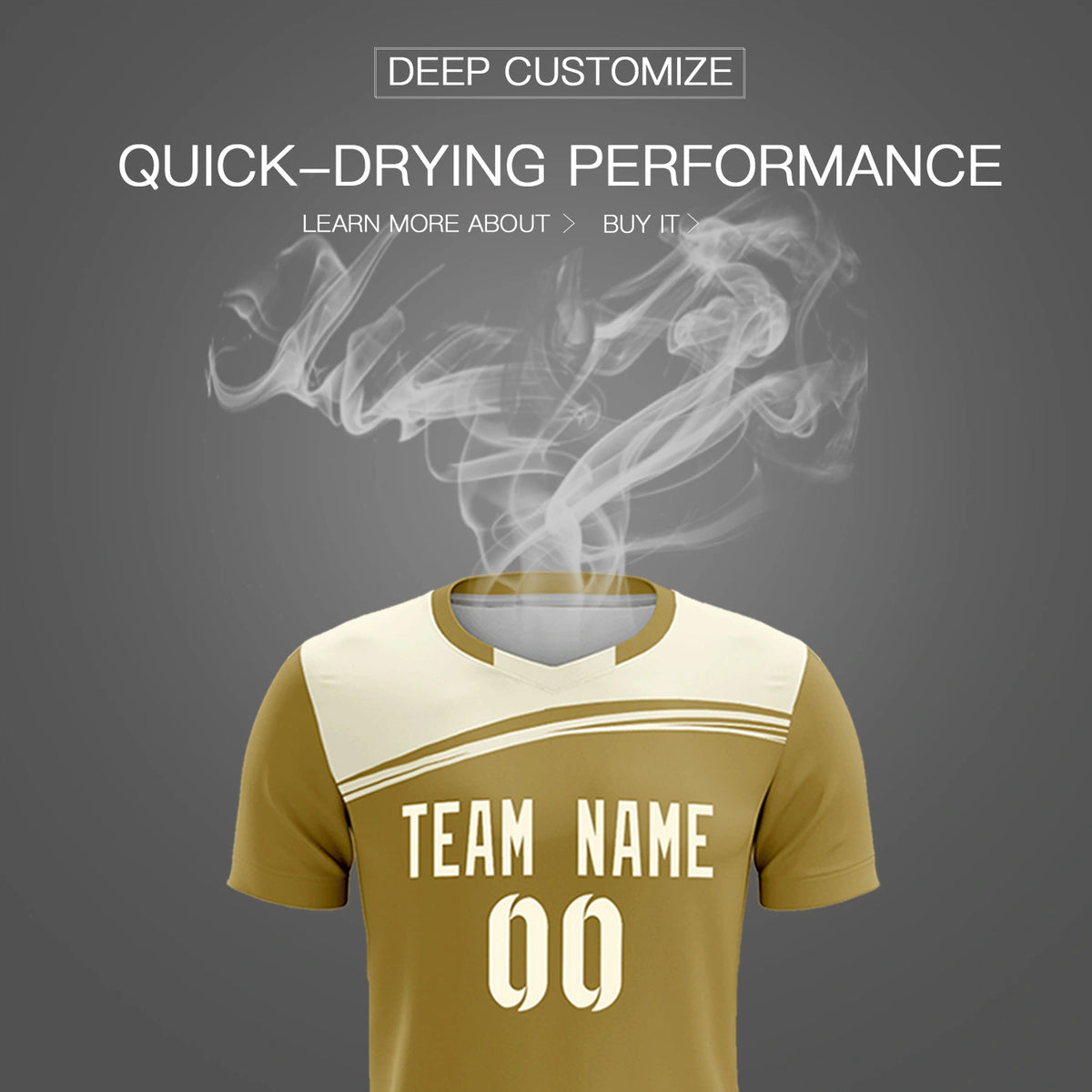 Custom Old Gold Cream Personalized Men Soccer Sets Jersey