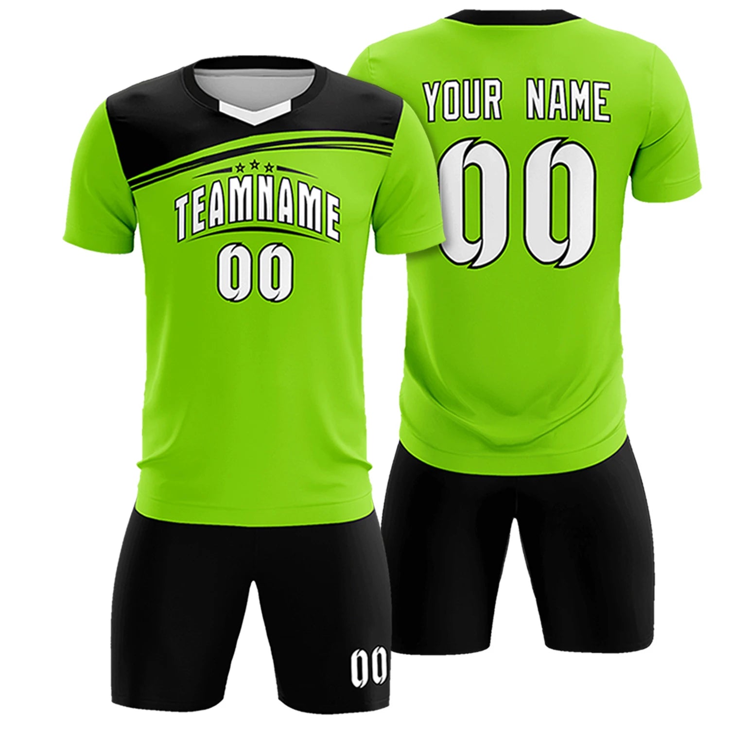 Custom Neon Green Black Personalized Men Soccer Sets Jersey