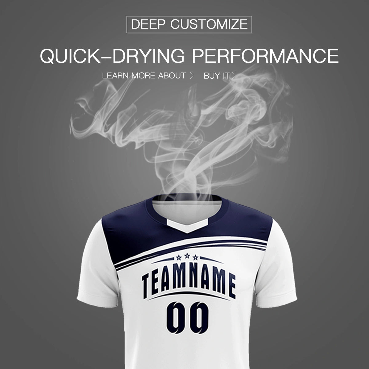 Custom White Navy Personalized Men Soccer Sets Jersey