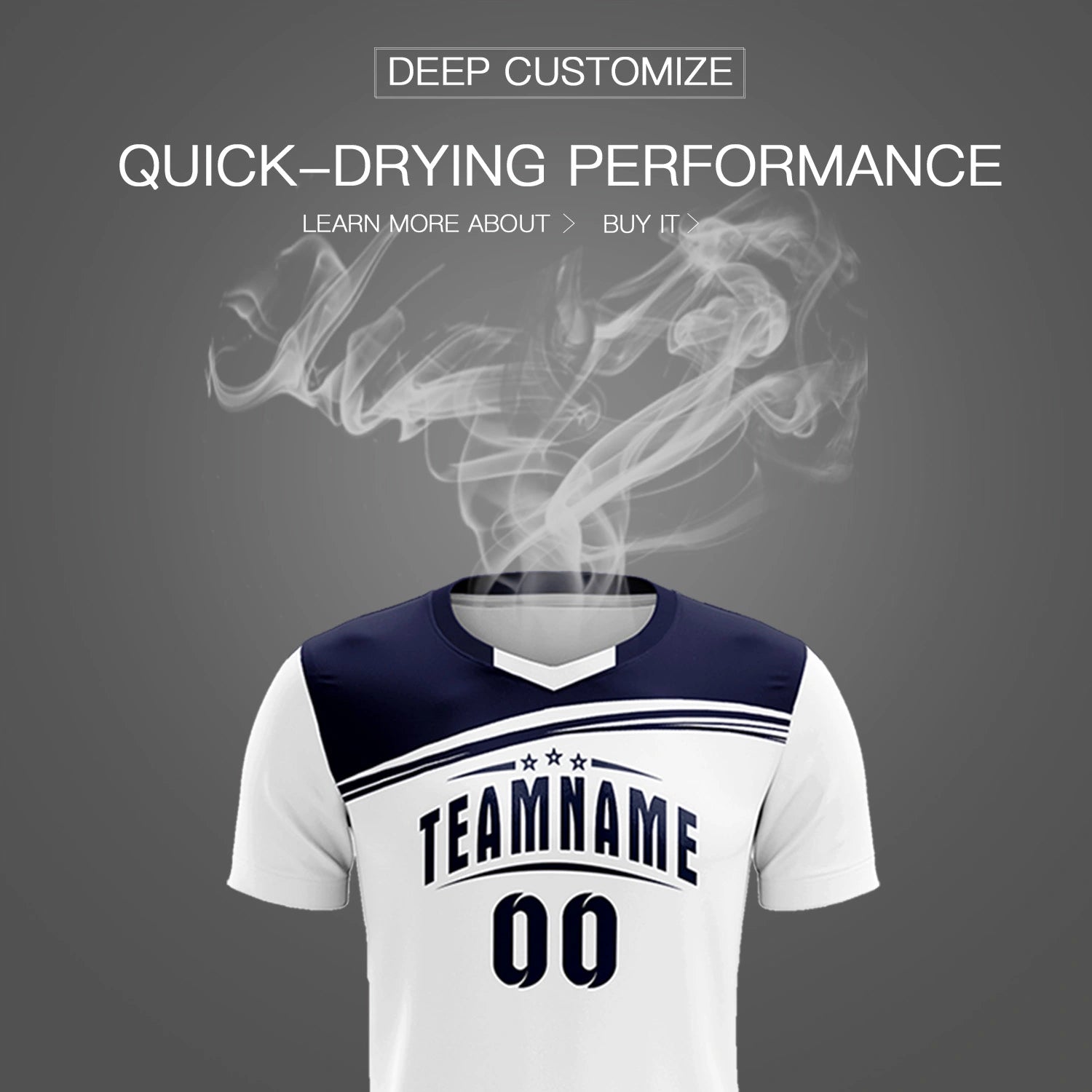 Custom White Navy Personalized Men Soccer Sets Jersey