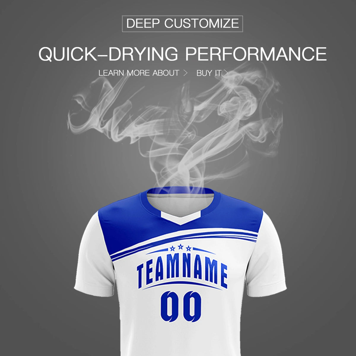 Custom White Royal Blue Personalized Men Soccer Sets Jersey