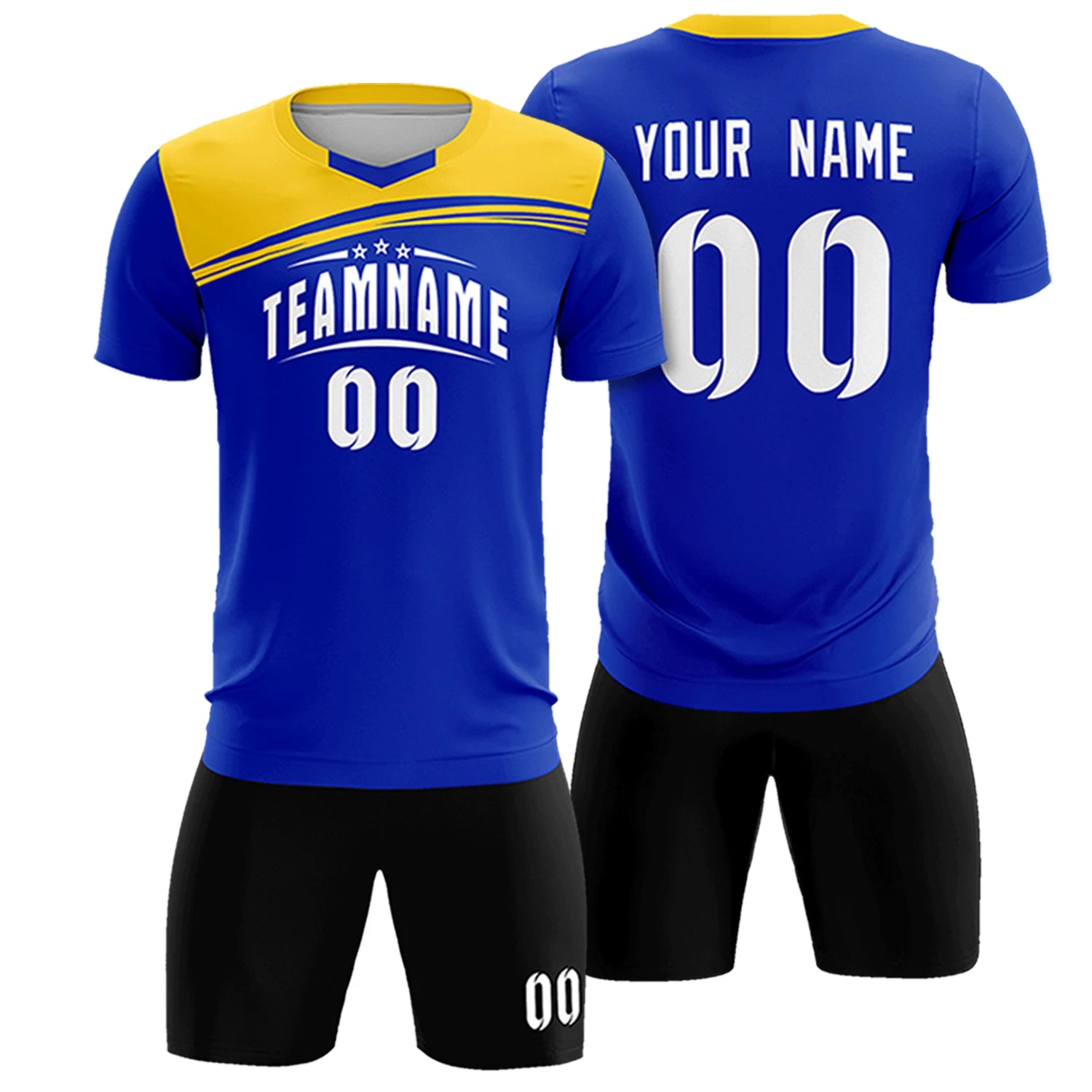 Custom Royal Blue Gold01 Personalized Men Soccer Sets Jersey