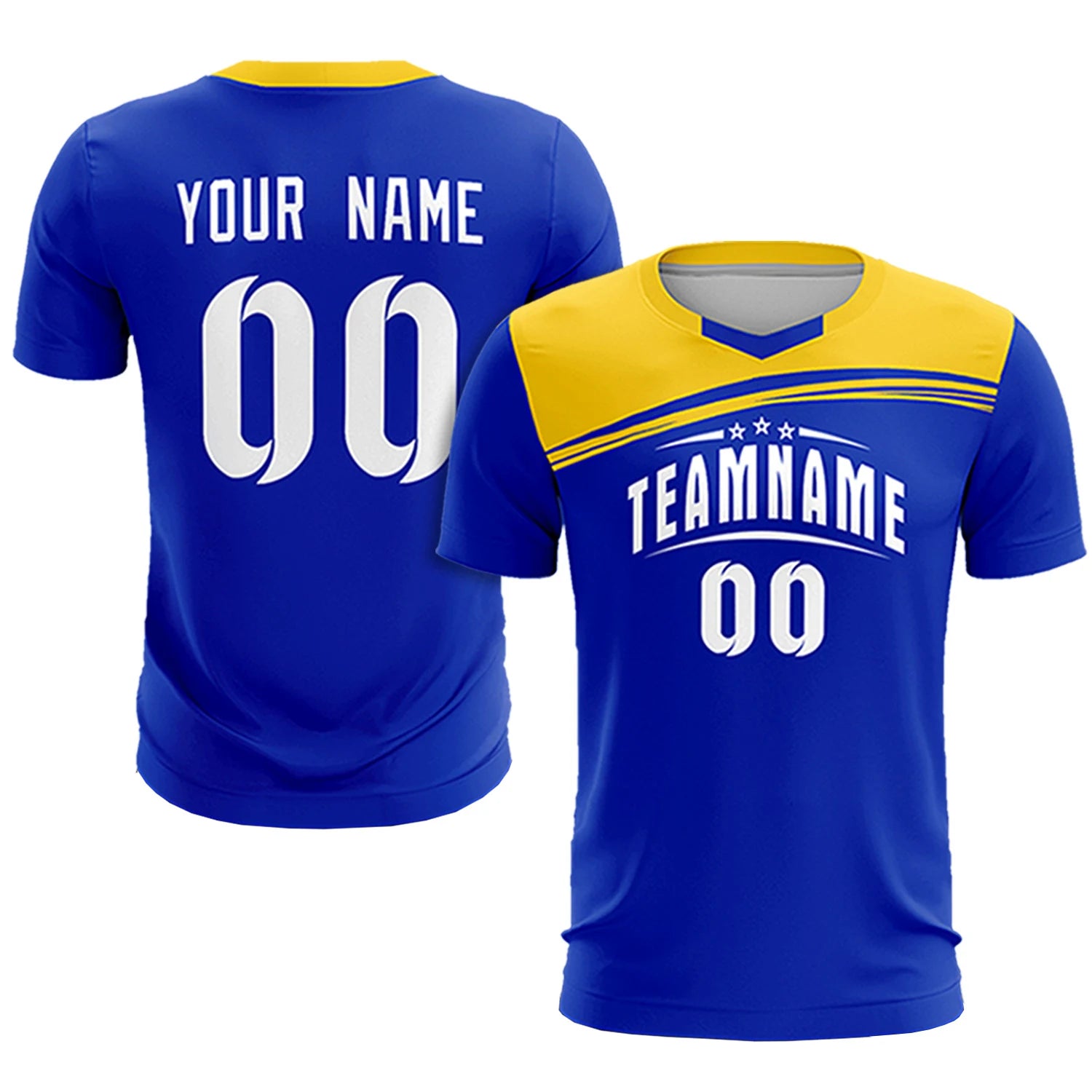 Custom Royal Blue Gold01 Personalized Men Soccer Sets Jersey