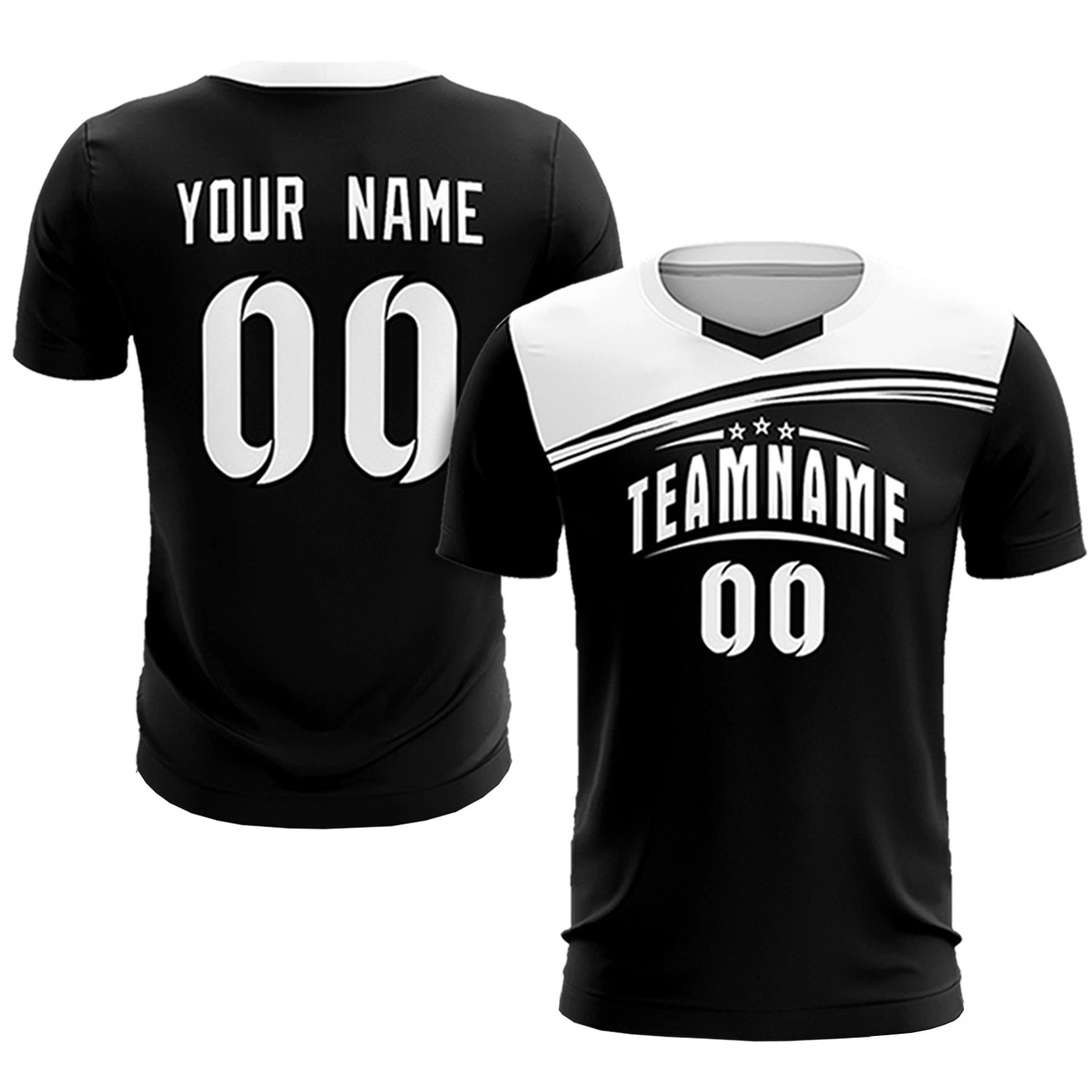 Custom Black White Personalized Men Soccer Sets Jersey