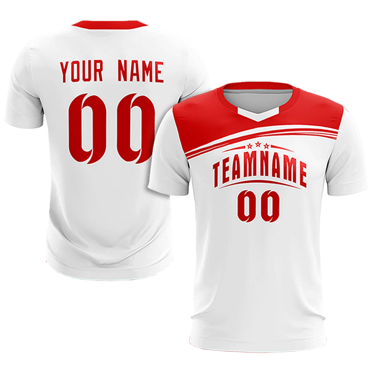 Custom White Red Personalized Men Soccer Sets Jersey