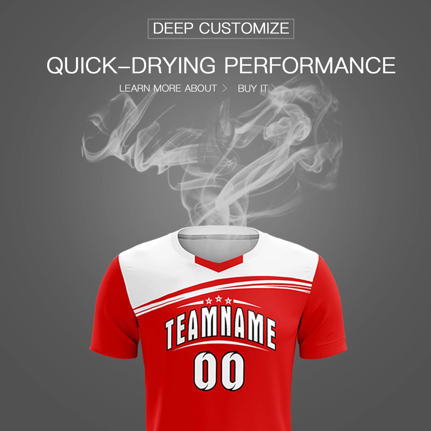 Custom Red White Personalized Men Soccer Sets Jersey