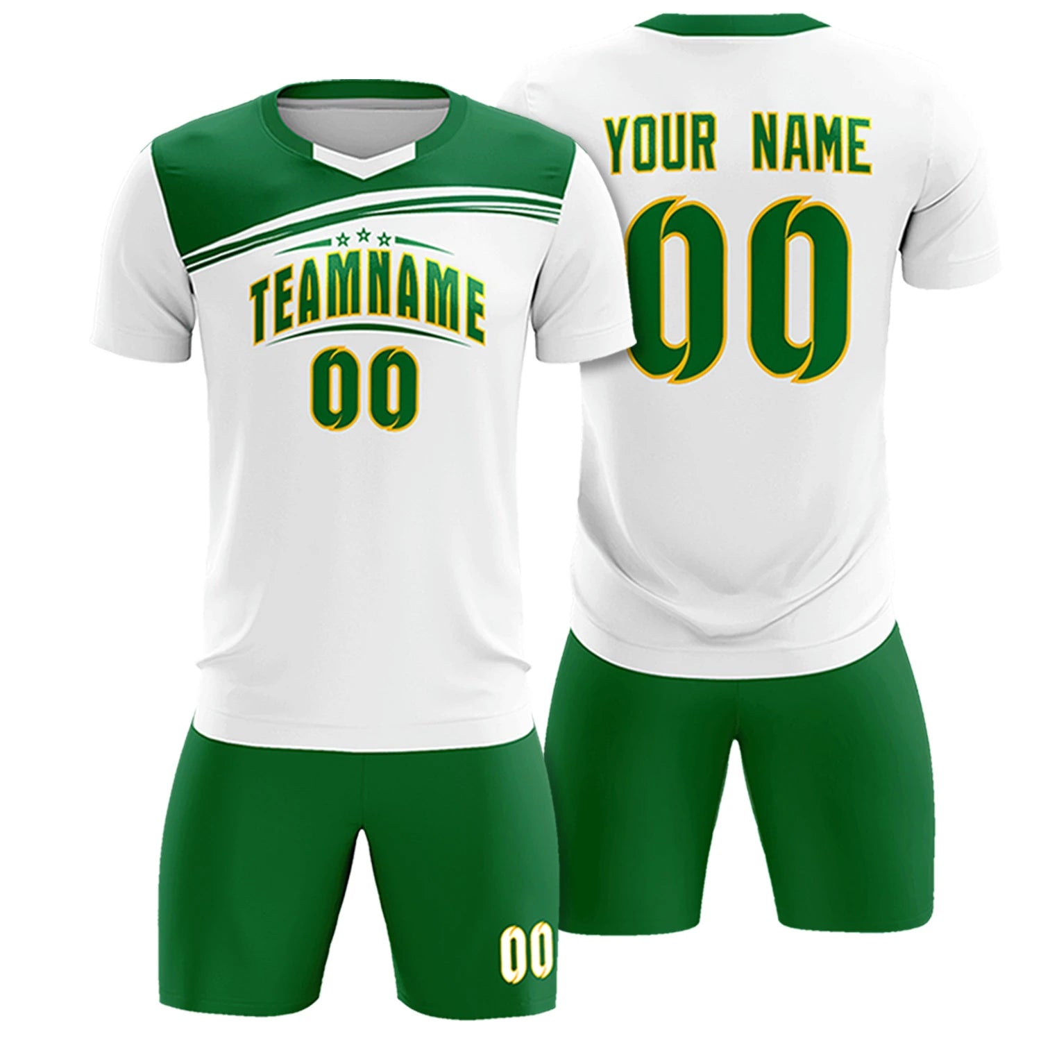 Custom White Kelly Green Personalized Men Soccer Sets Jersey