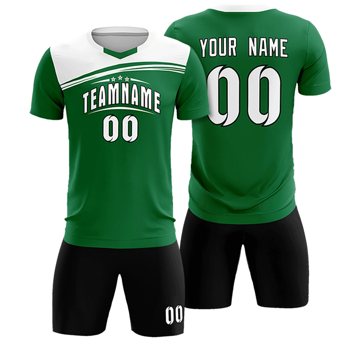 Custom Kelly Green White Personalized Men Soccer Sets Jersey