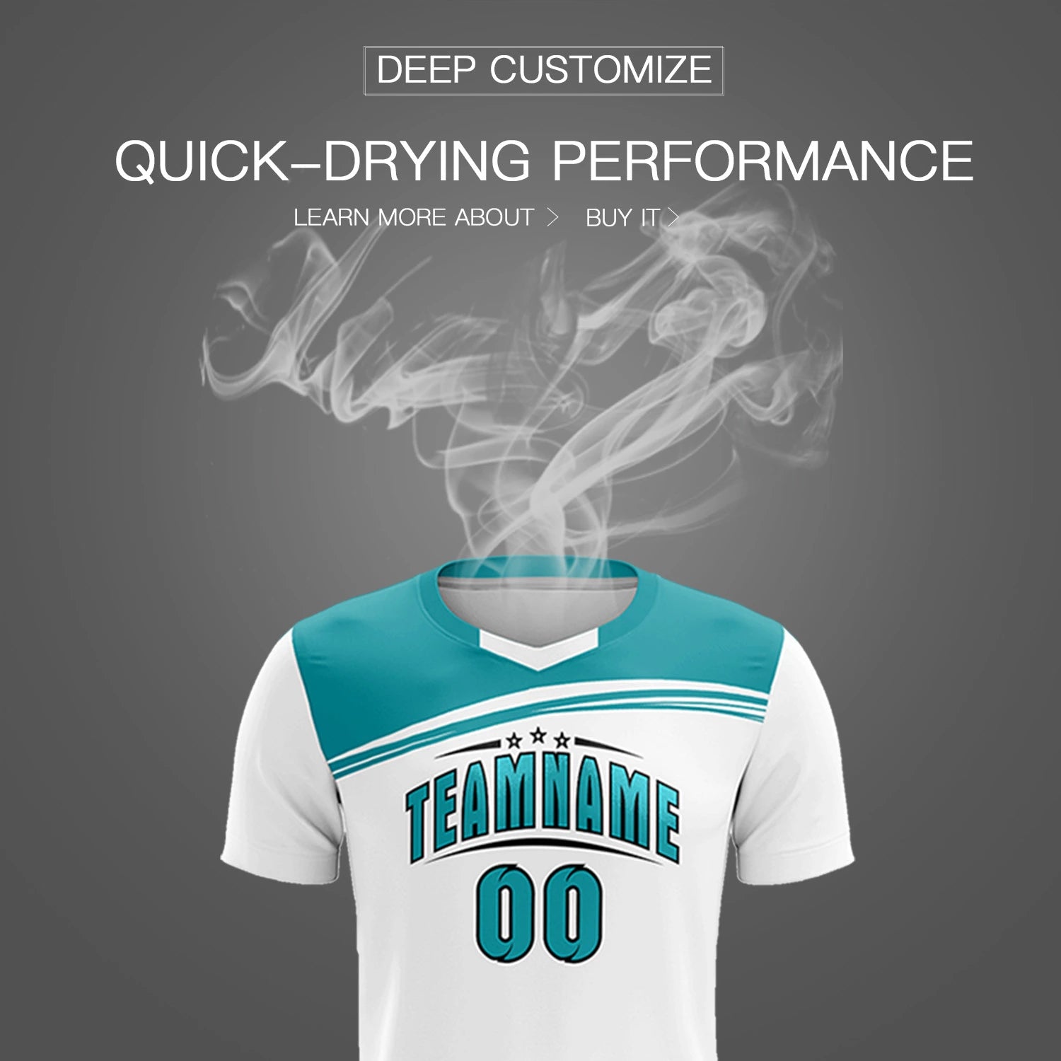 Custom White Aqua Personalized Men Soccer Sets Jersey