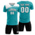 Custom Aqua White Personalized Men Soccer Sets Jersey