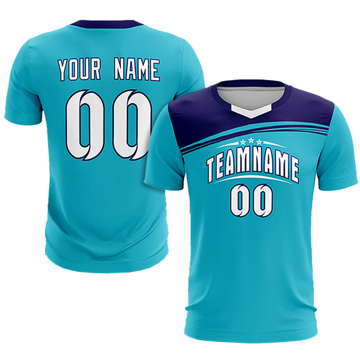 Custom Sky Blue Purple White Personalized Men Soccer Sets Jersey