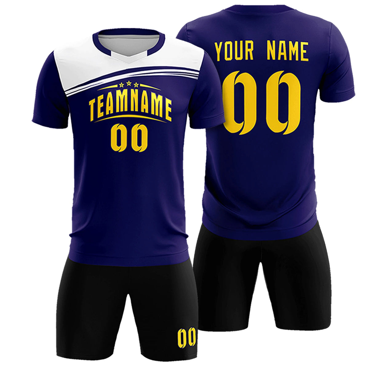 Custom Purple White White Personalized Men Soccer Sets Jersey