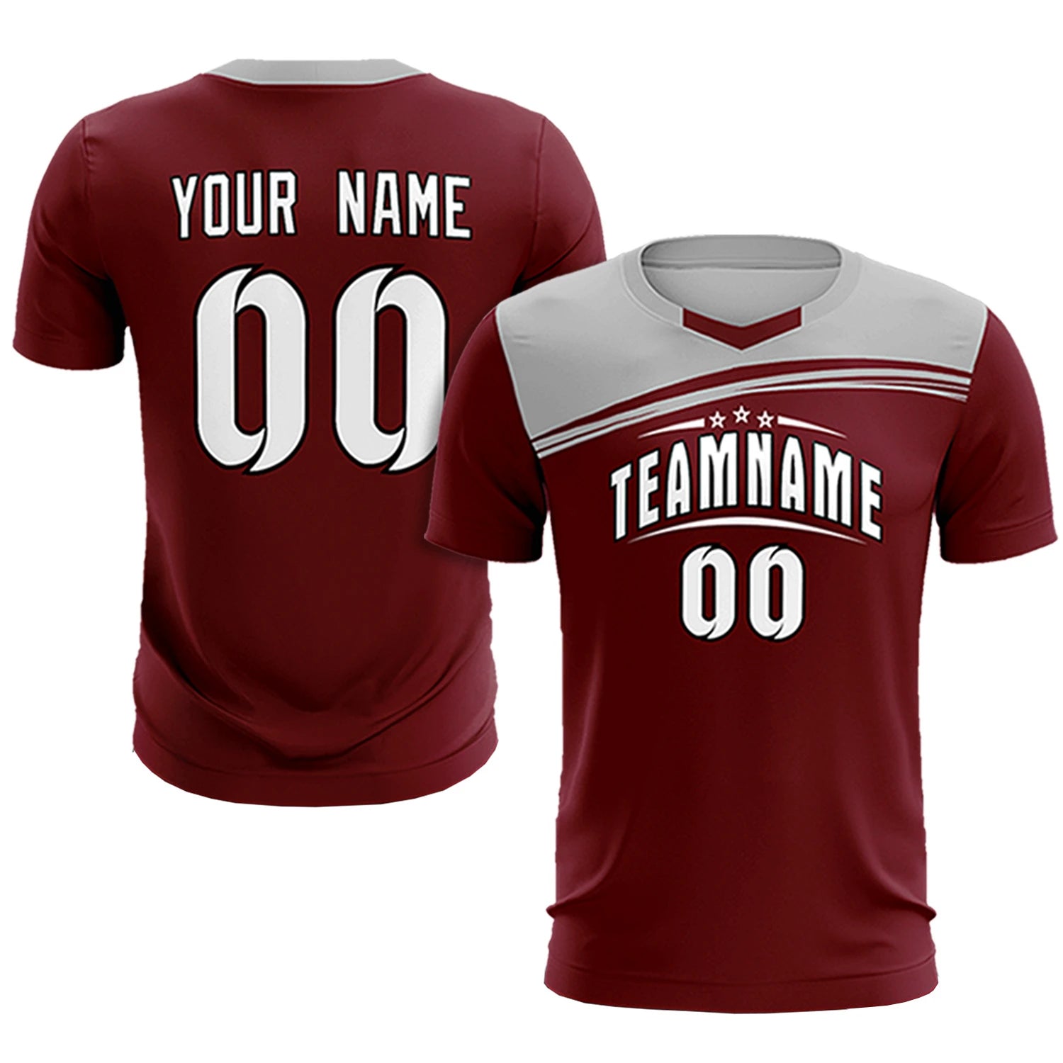 Custom Crimson Gray Personalized Men Soccer Sets Jersey