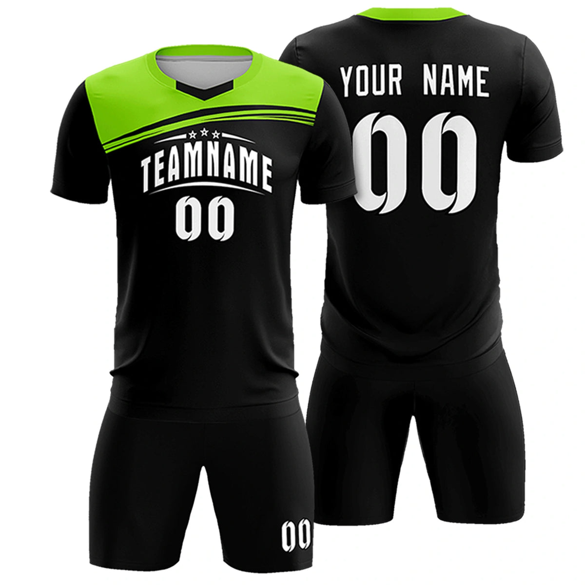 Custom Navy Neon Green Personalized Men Soccer Sets Jersey