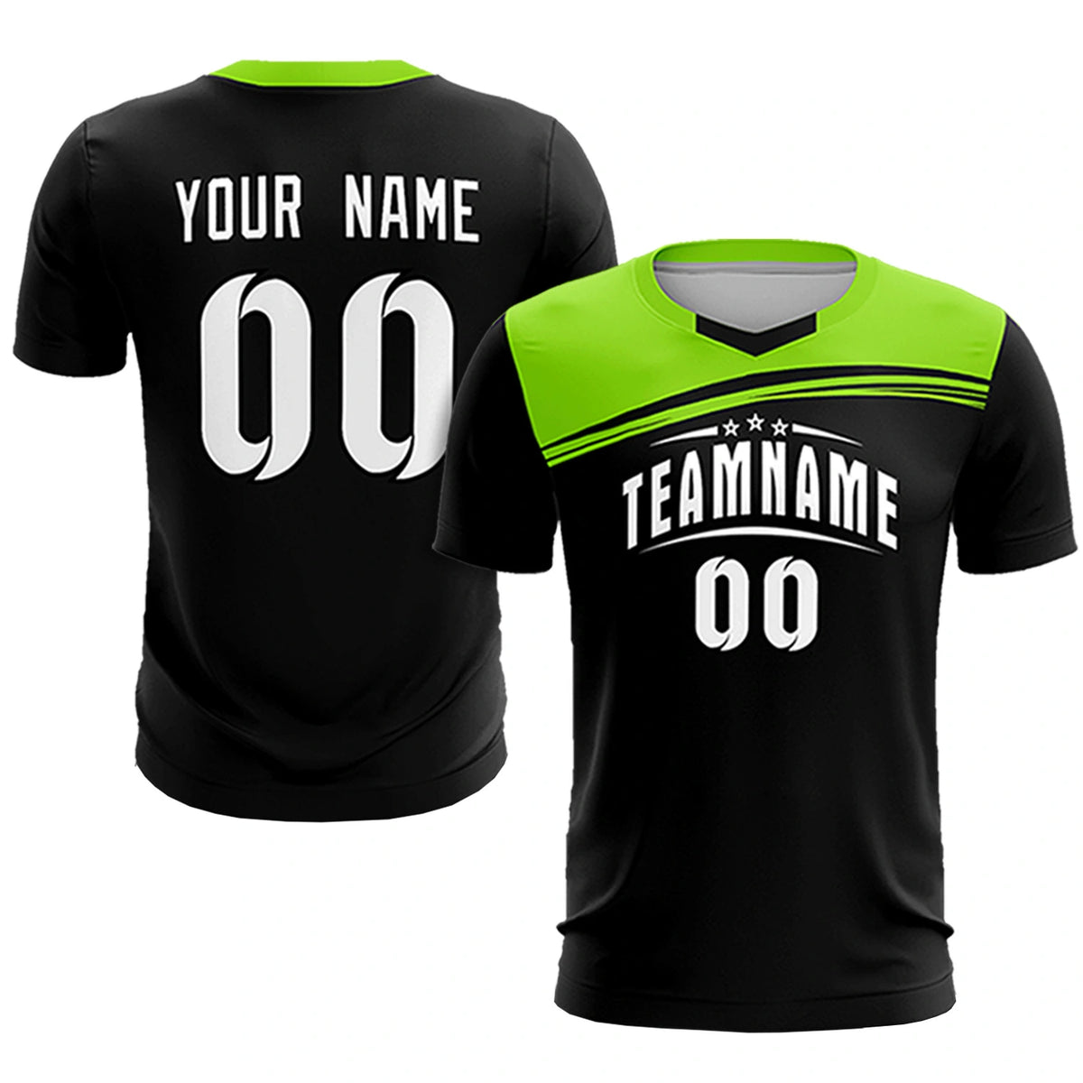 Custom Navy Neon Green Personalized Men Soccer Sets Jersey