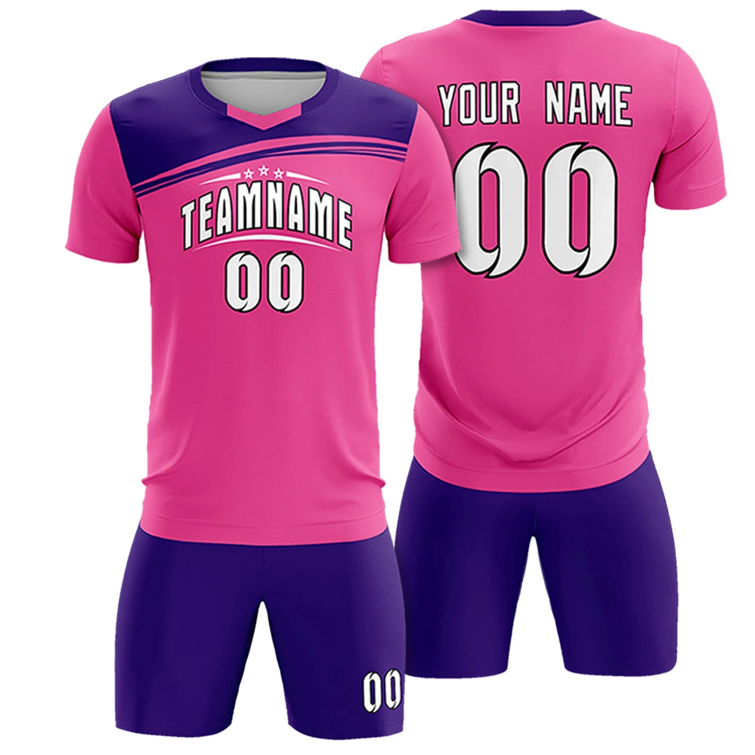 Custom Pink Purple Personalized Men Soccer Sets Jersey