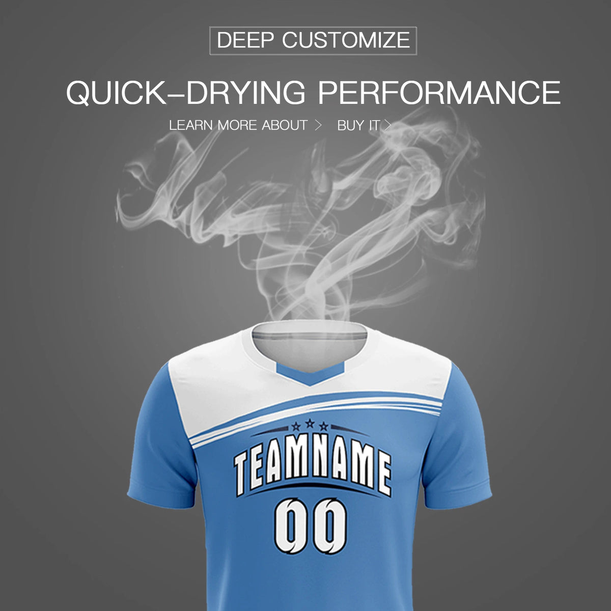 Custom Light Blue White Personalized Men Soccer Sets Jersey