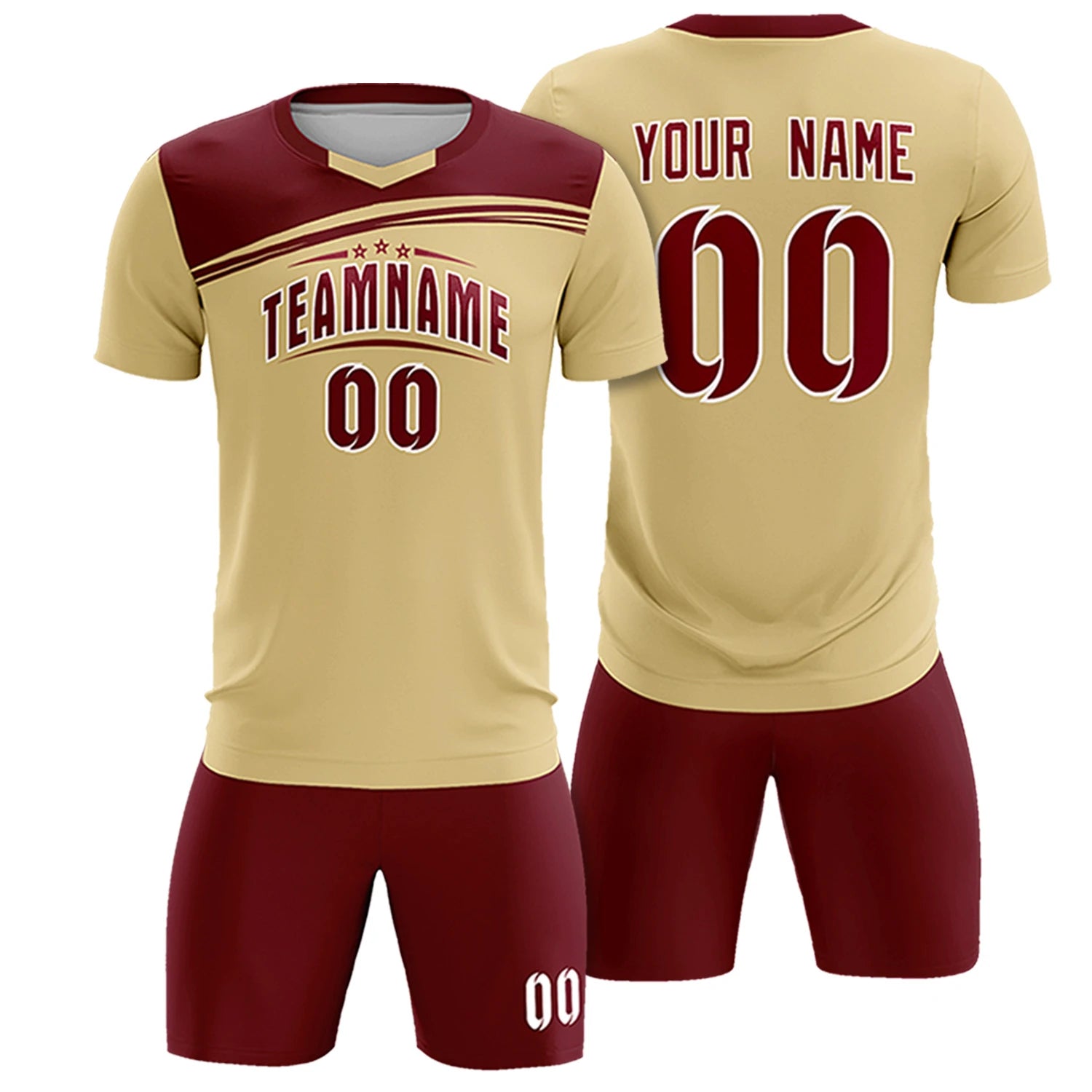 Custom Khaki Crimson Personalized Men Soccer Sets Jersey