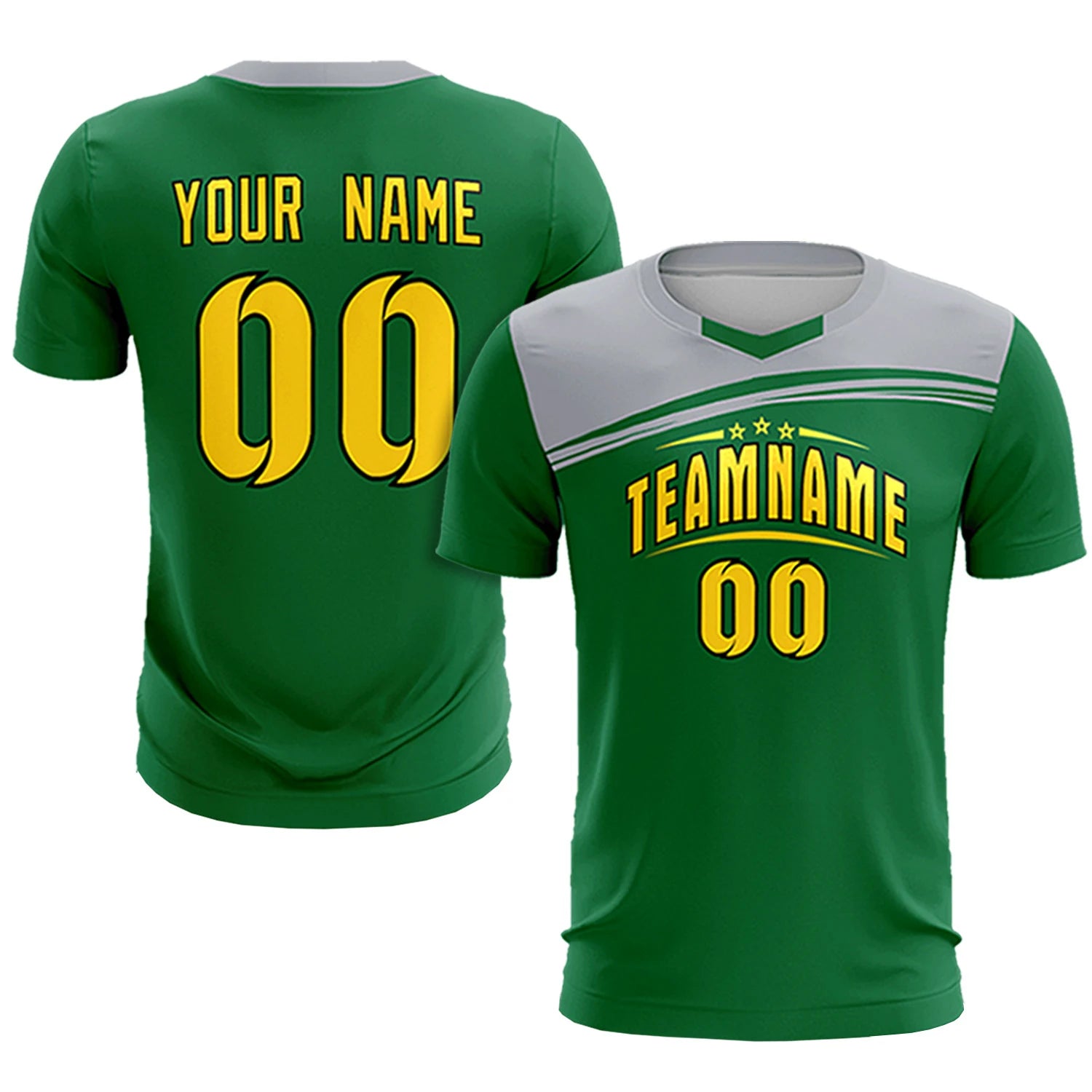 Custom Kelly Green Gray Personalized Men Soccer Sets Jersey