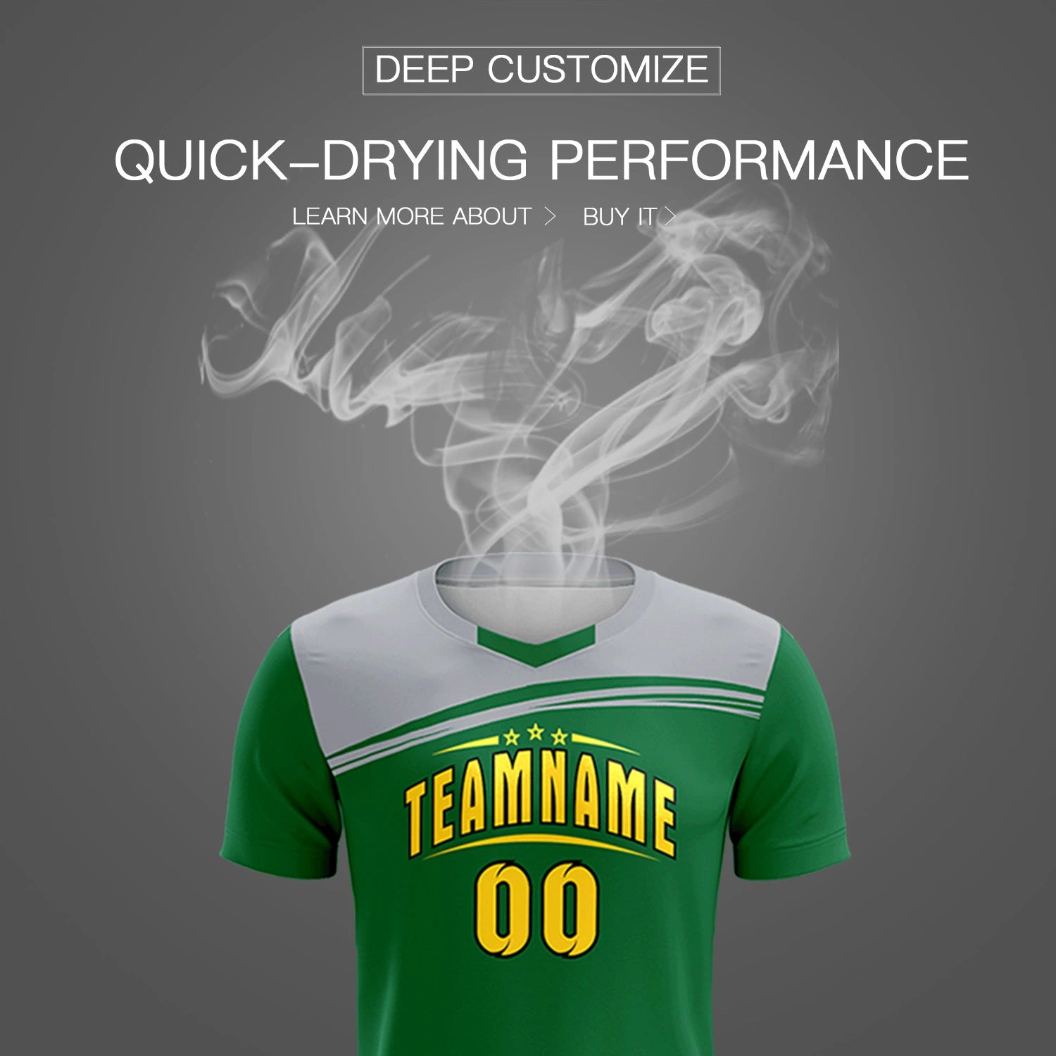 Custom Kelly Green Gray Personalized Men Soccer Sets Jersey