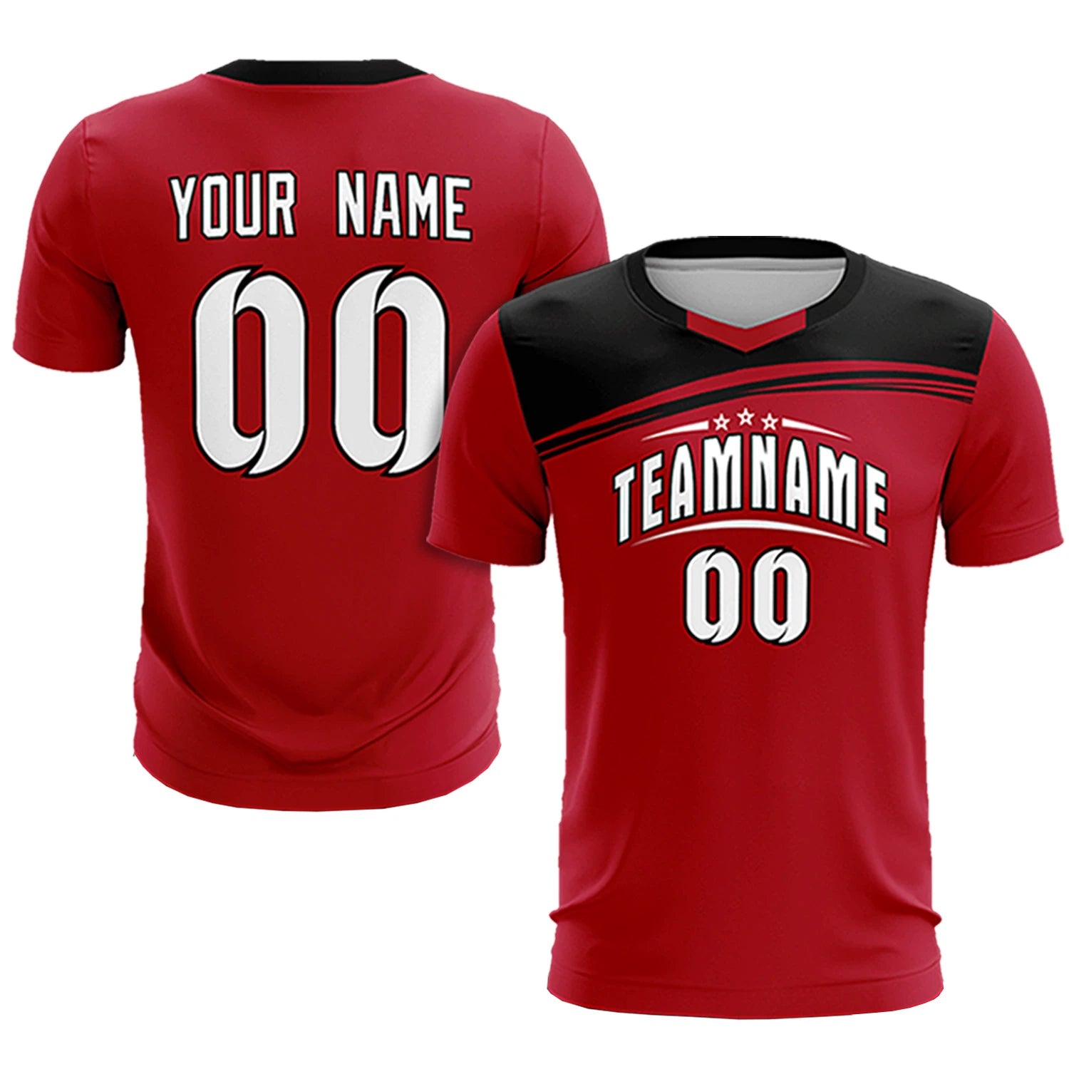 Custom Red Black Personalized Men Soccer Sets Jersey