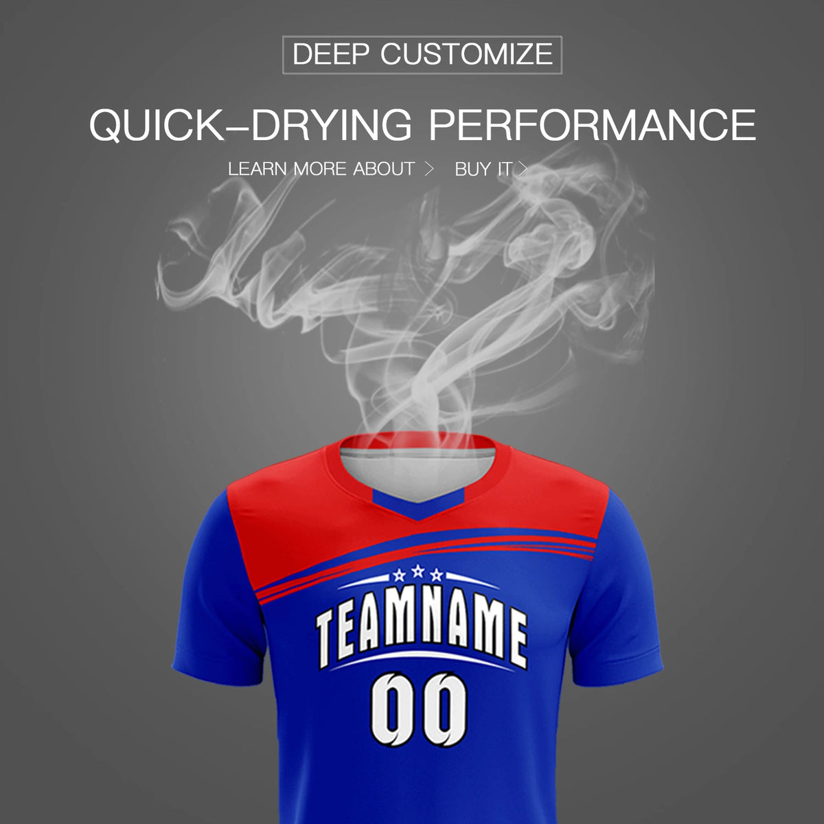 Custom Royal Blue Red Personalized Men Soccer Sets Jersey