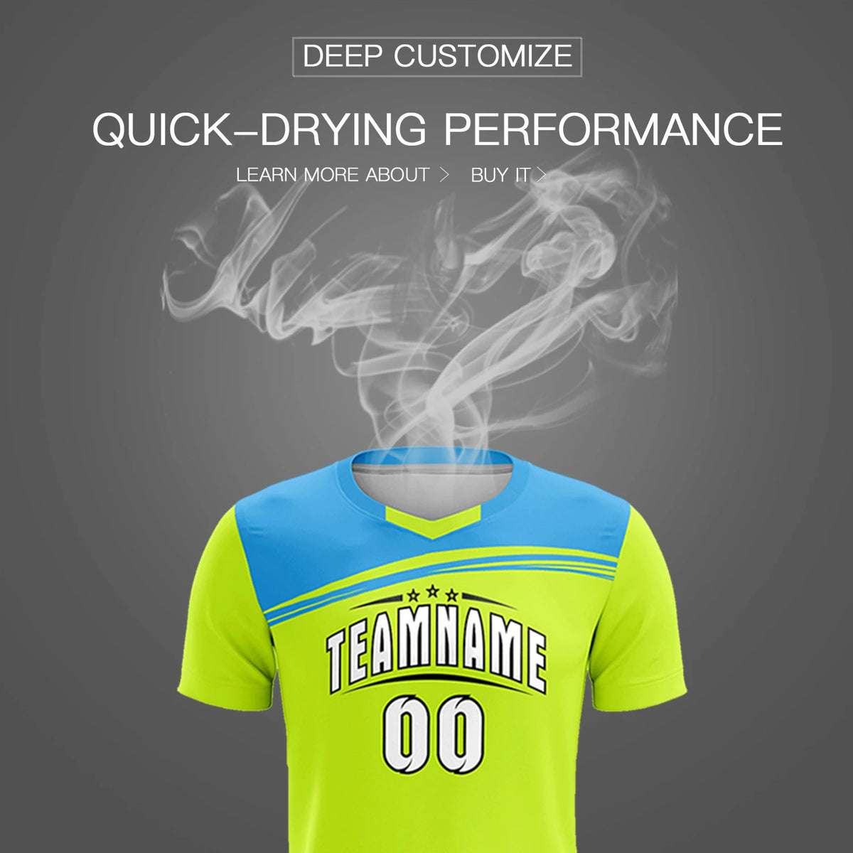 Custom Neon Green Powder Blue Personalized Men Soccer Sets Jersey