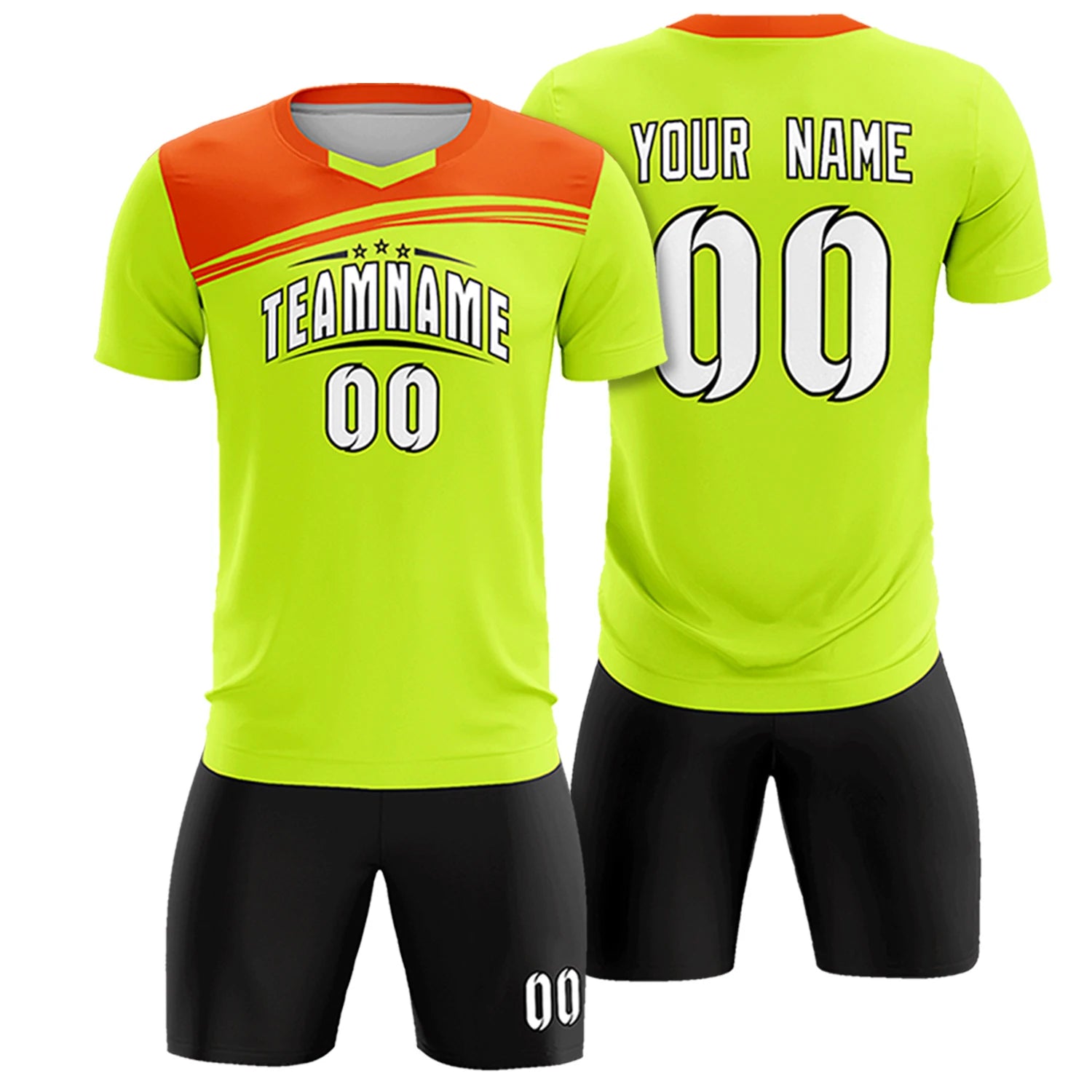 Custom Neon Green Orange Personalized Men Soccer Sets Jersey