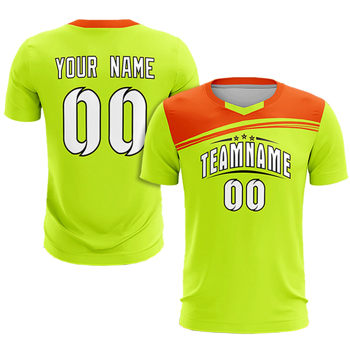 Custom Neon Green Orange Personalized Men Soccer Sets Jersey