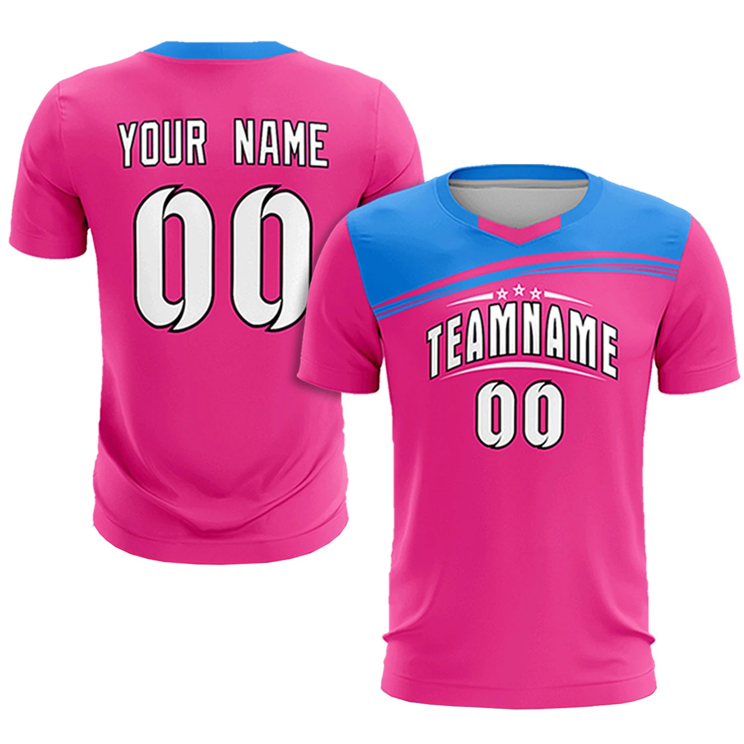 Custom Pink Powder Blue Personalized Men Soccer Sets Jersey