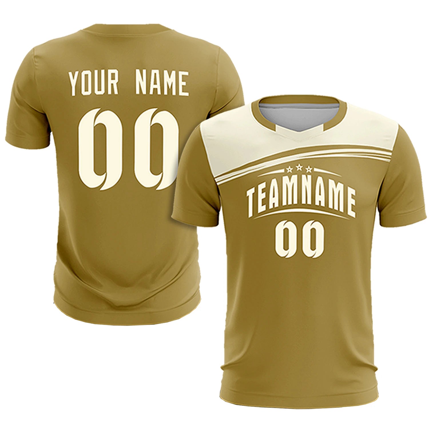 Custom Old Gold Cream Personalized Men Soccer Sets Jersey