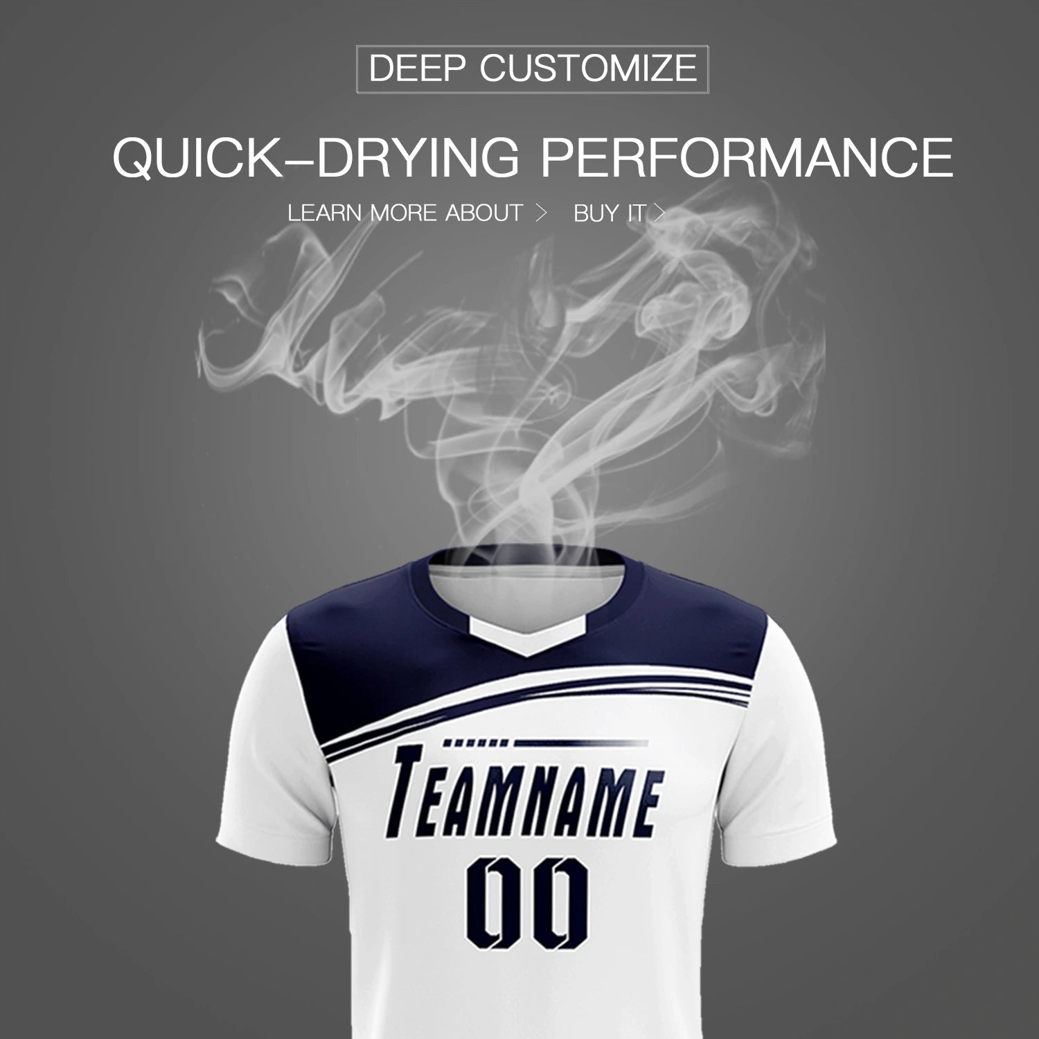 Custom White Navy Personalized Men Soccer Sets Jersey