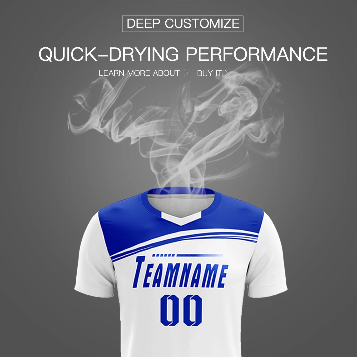 Custom White Royal Blue Personalized Men Soccer Sets Jersey