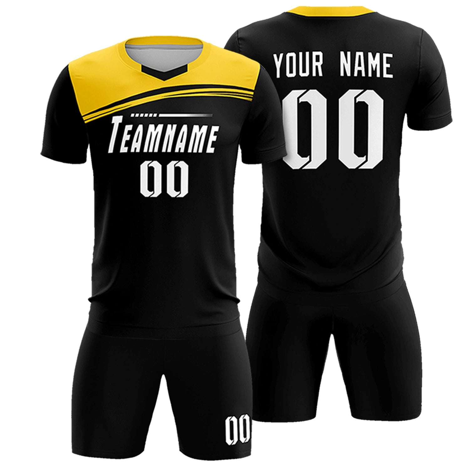 Custom Black Royal Blue Personalized Men Soccer Sets Jersey