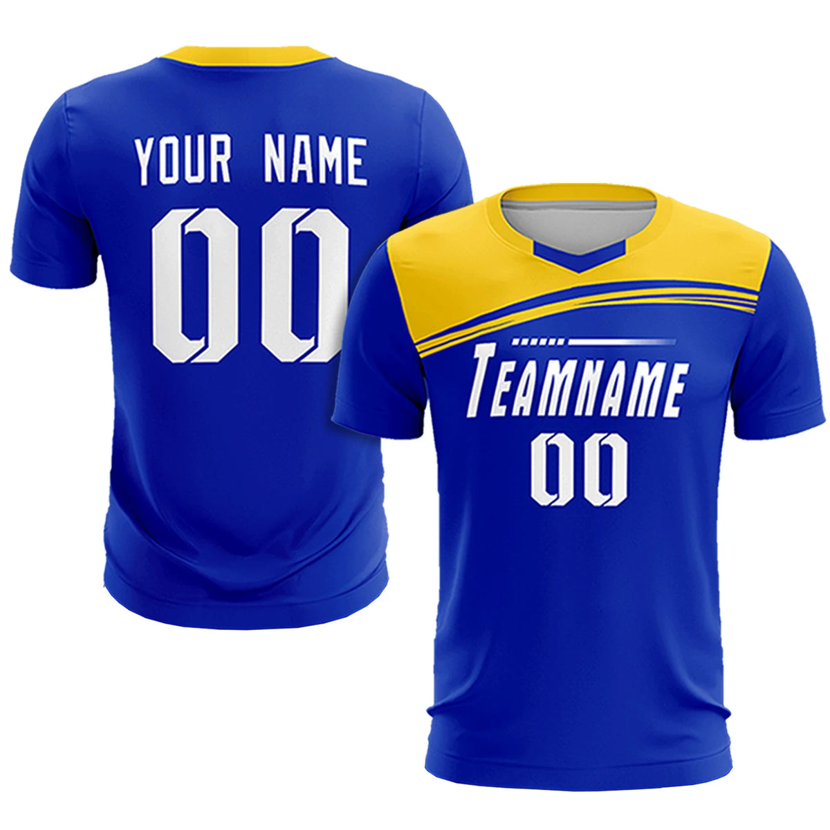 Custom Royal Blue Gold01 Personalized Men Soccer Sets Jersey