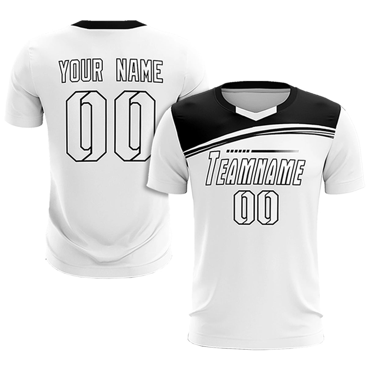 Custom White Black Personalized Men Soccer Sets Jersey