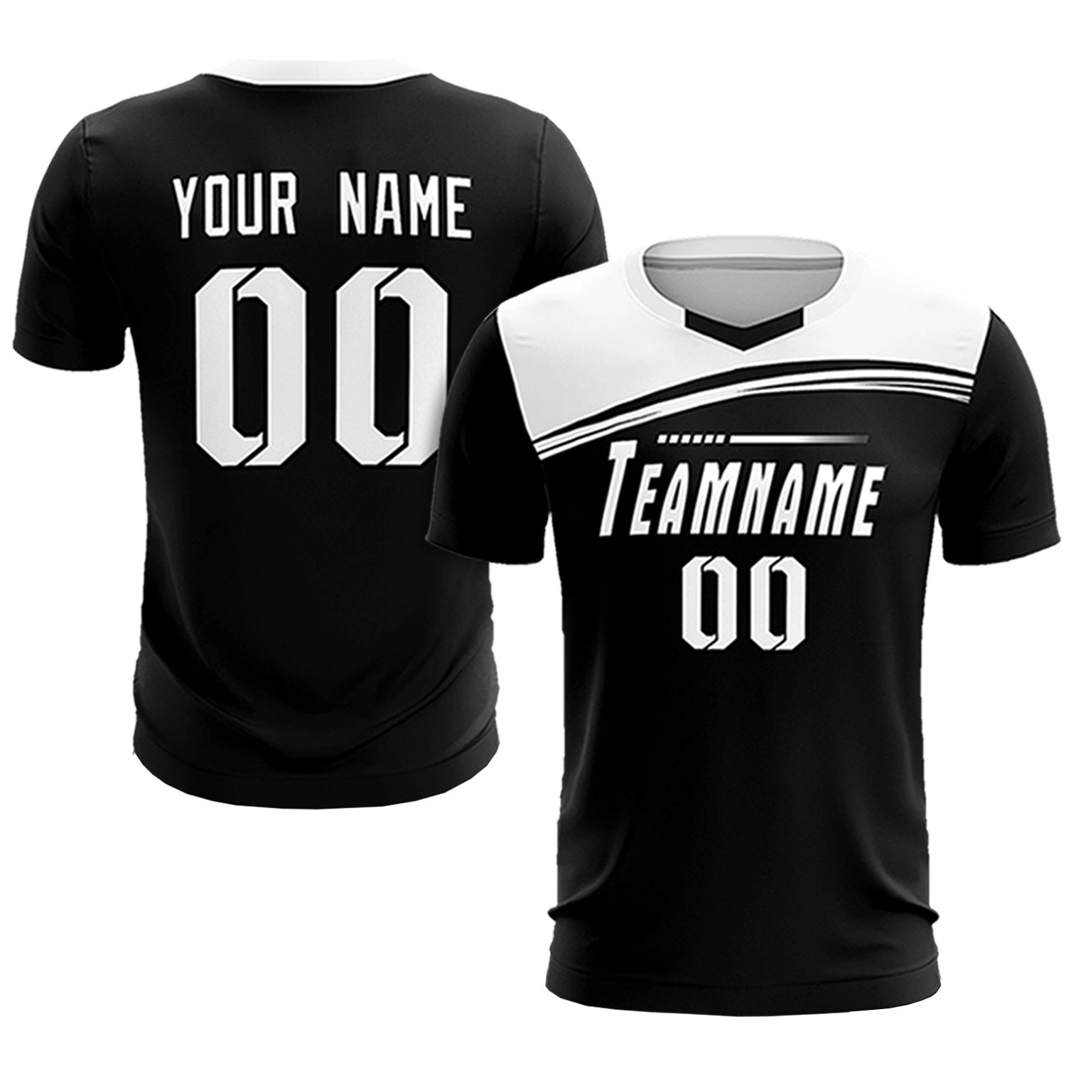 Custom Black White Personalized Men Soccer Sets Jersey