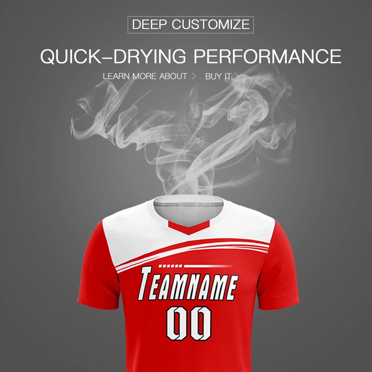Custom Red White Personalized Men Soccer Sets Jersey