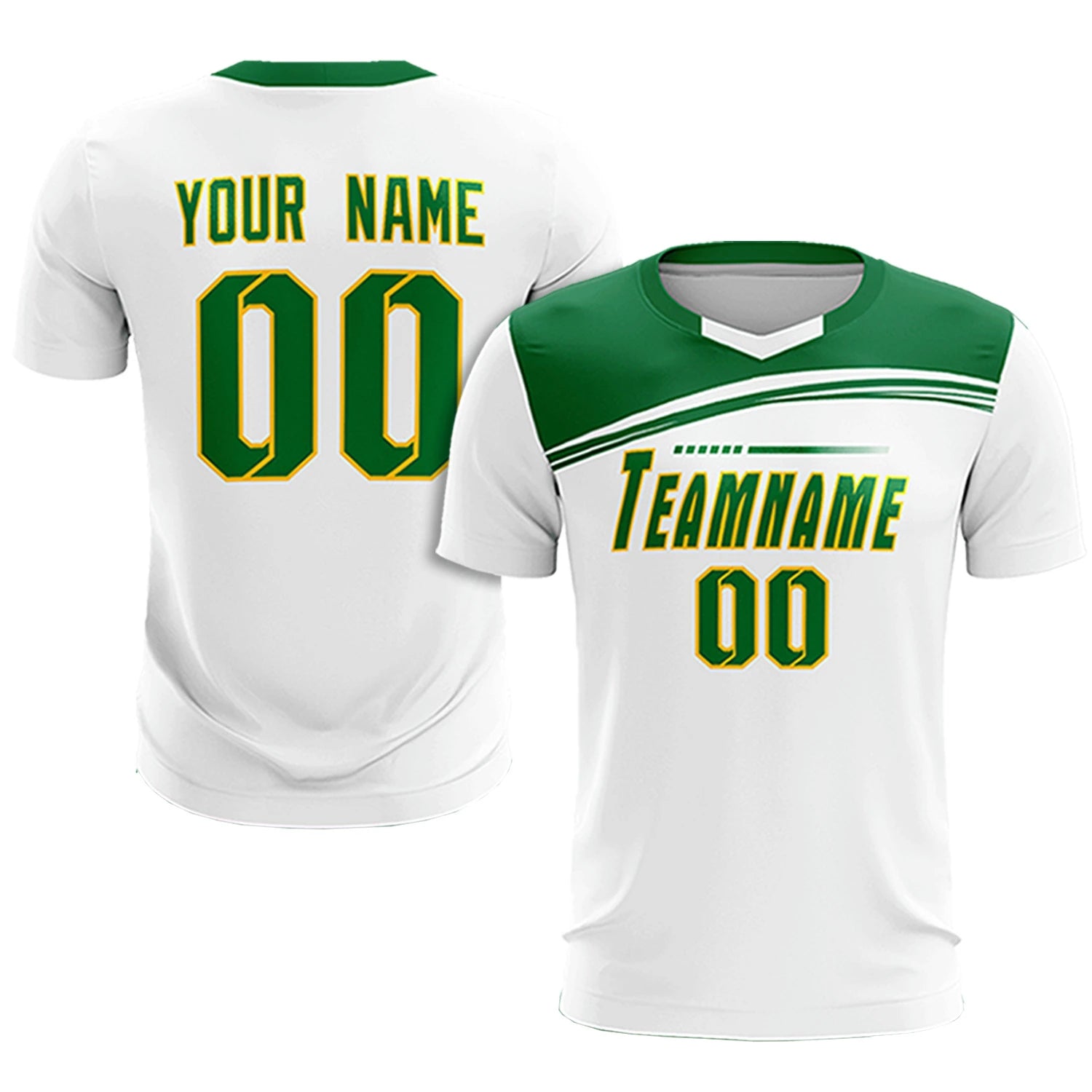 Custom White Kelly Green Personalized Men Soccer Sets Jersey