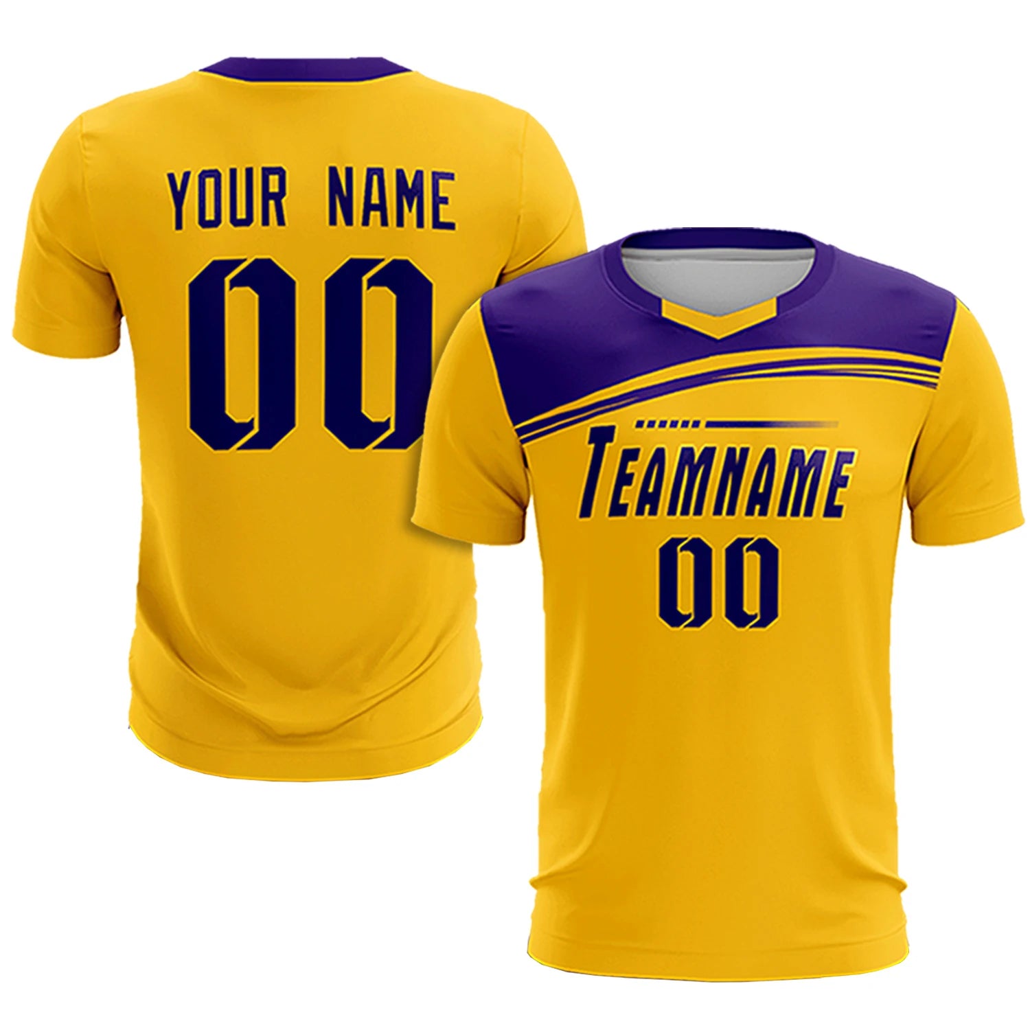 Custom Yellow Purple Personalized Men Soccer Sets Jersey