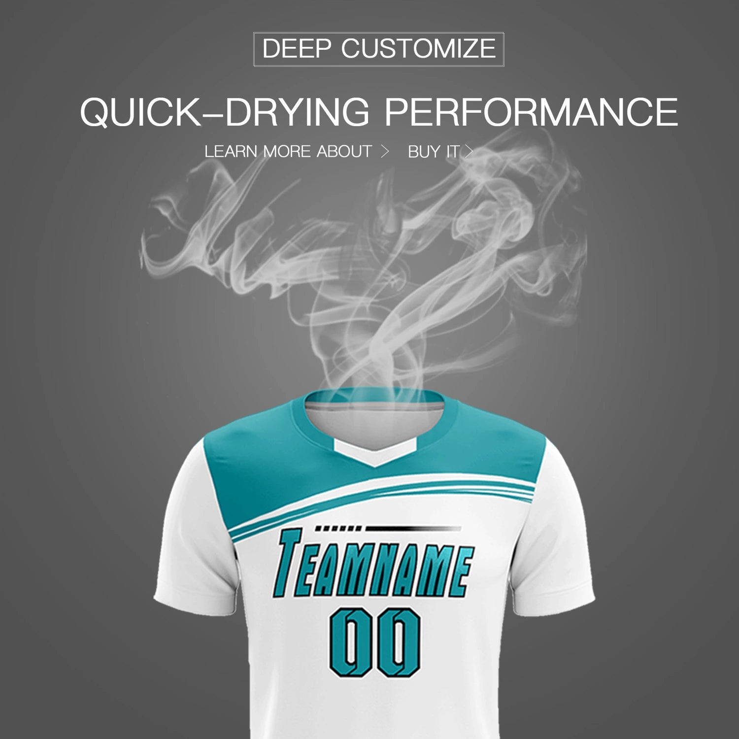 Custom White Aqua Personalized Men Soccer Sets Jersey