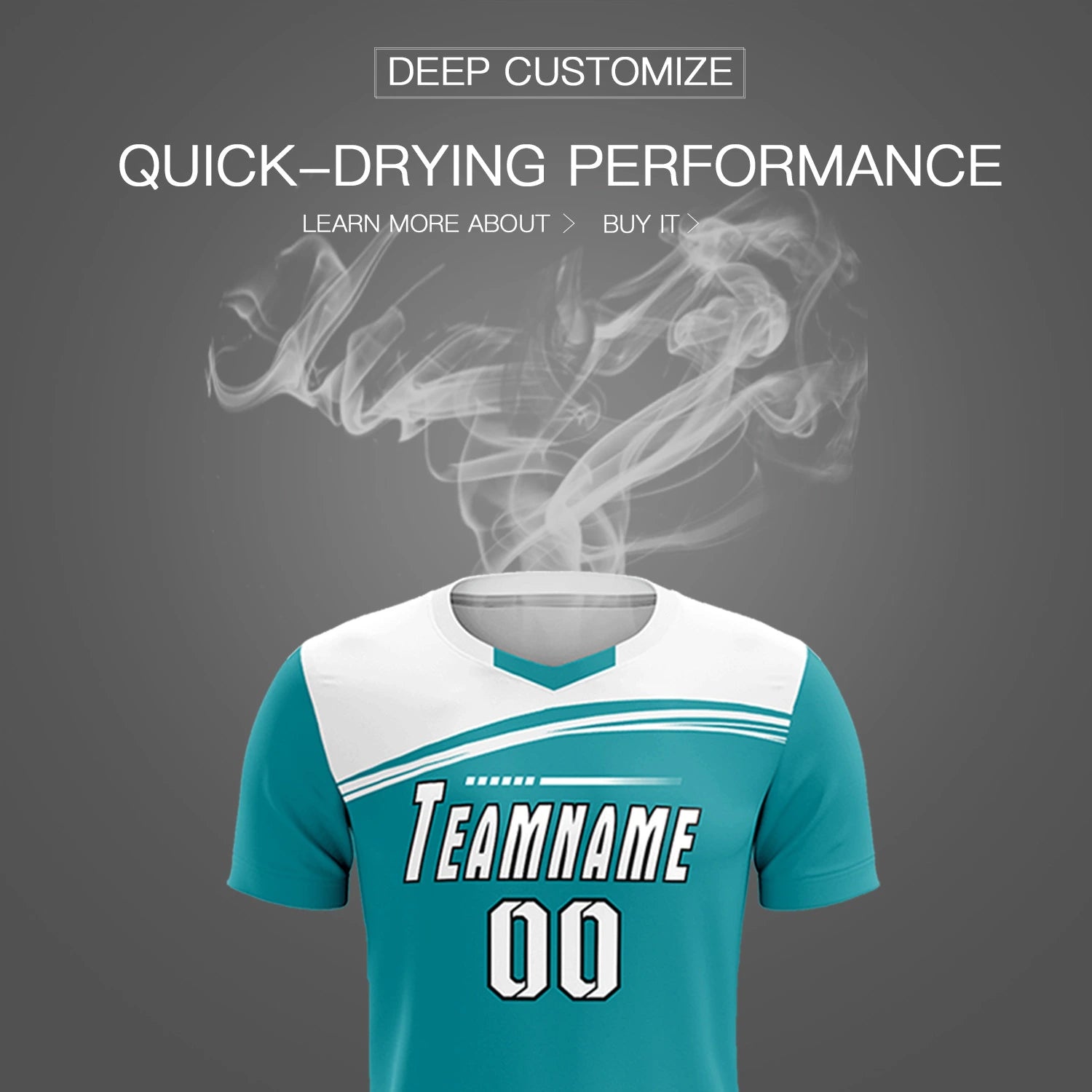 Custom Aqua White Personalized Men Soccer Sets Jersey