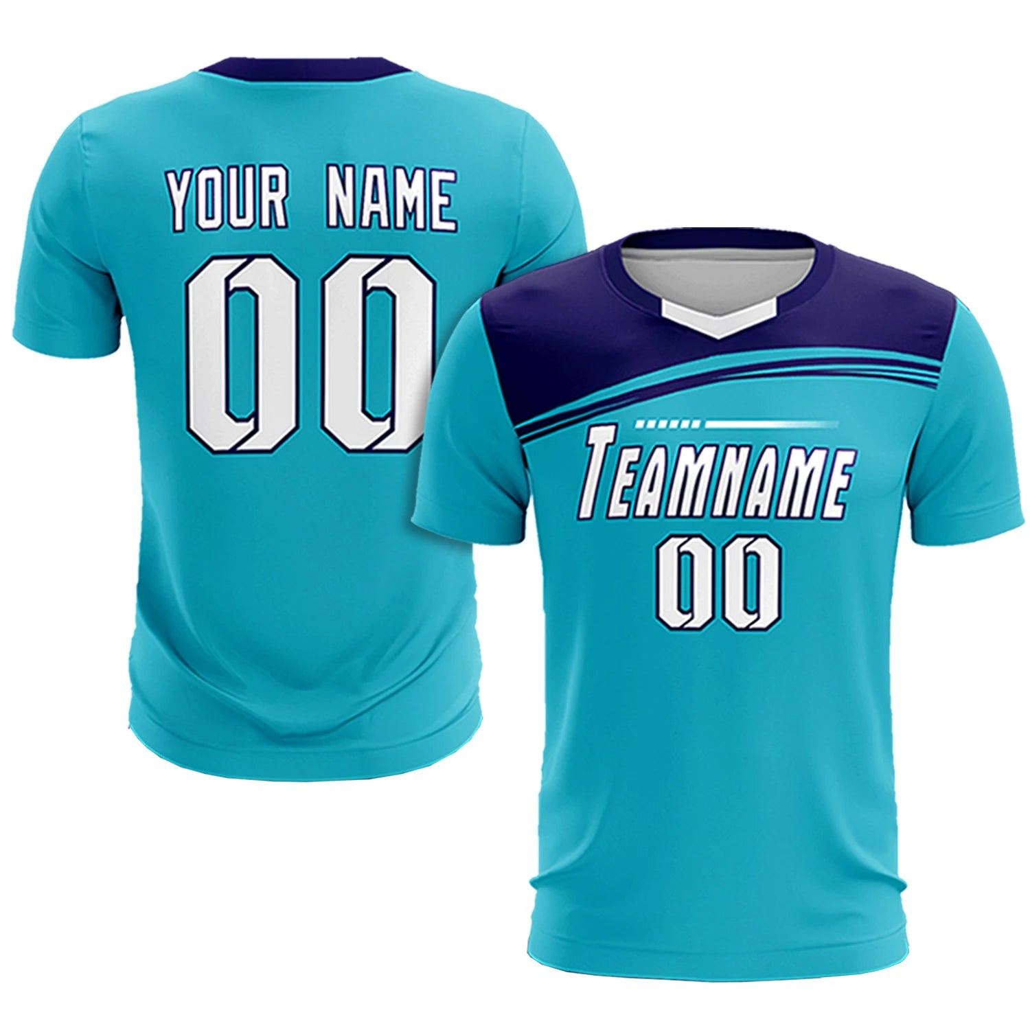 Custom Sky Blue Purple White Personalized Men Soccer Sets Jersey
