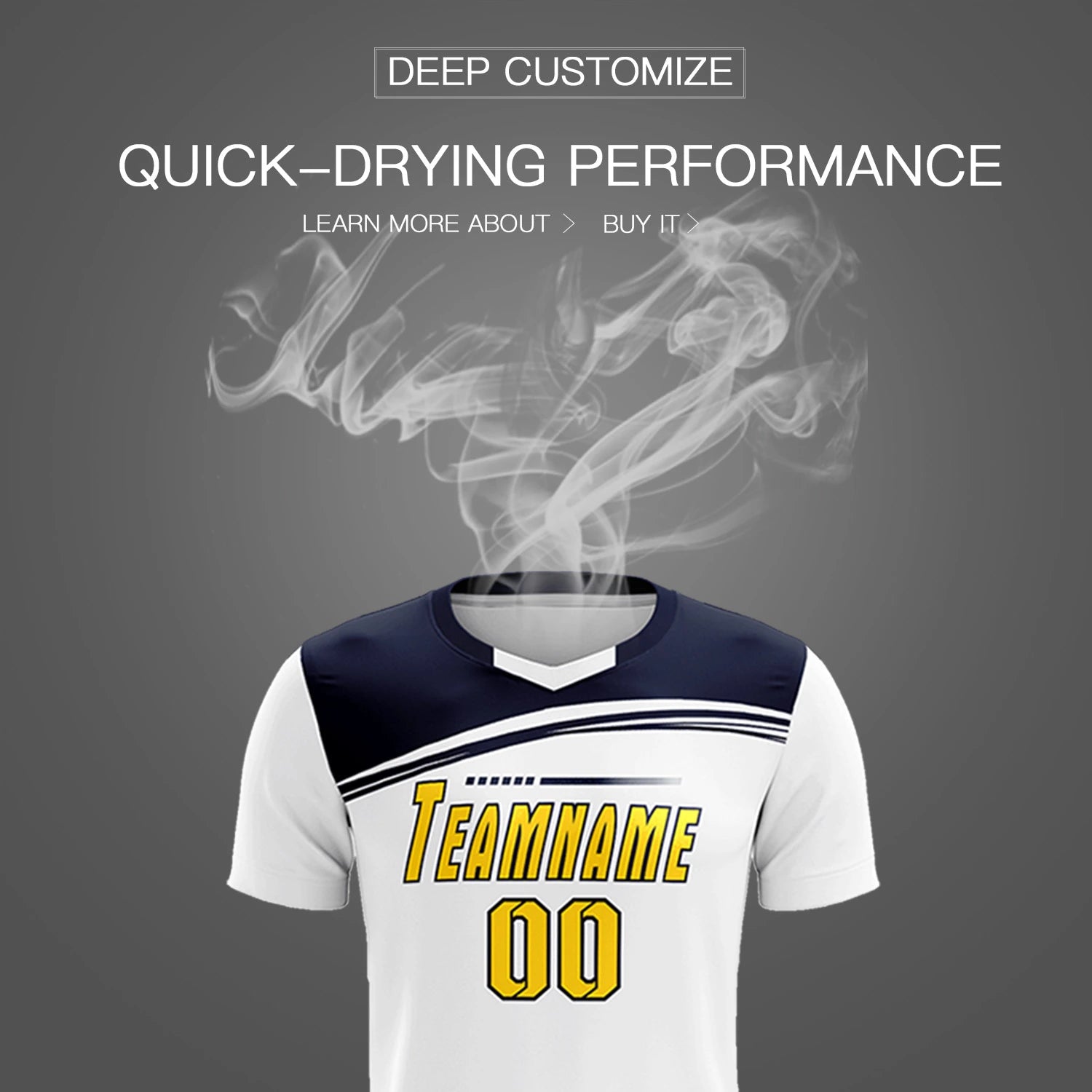 Custom White Navy Personalized Men Soccer Sets Jersey