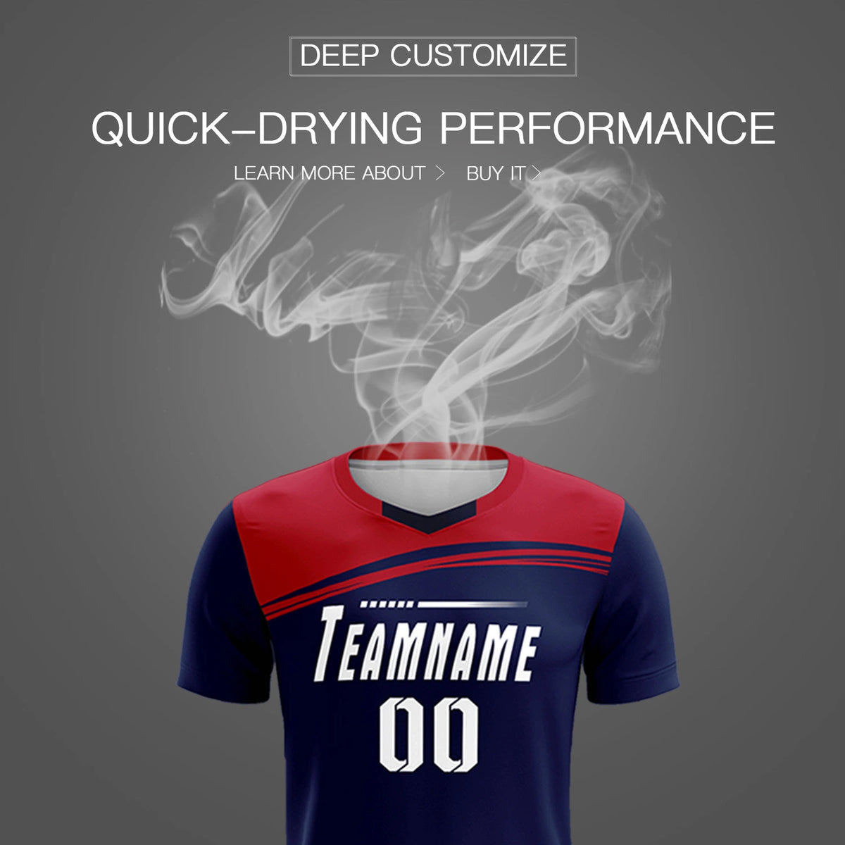 Custom Navy Red Personalized Men Soccer Sets Jersey