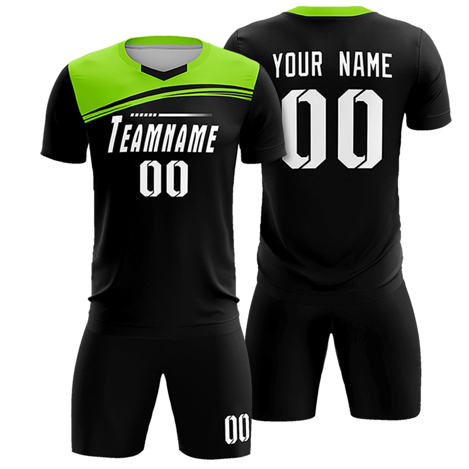 Custom Navy Neon Green Personalized Men Soccer Sets Jersey