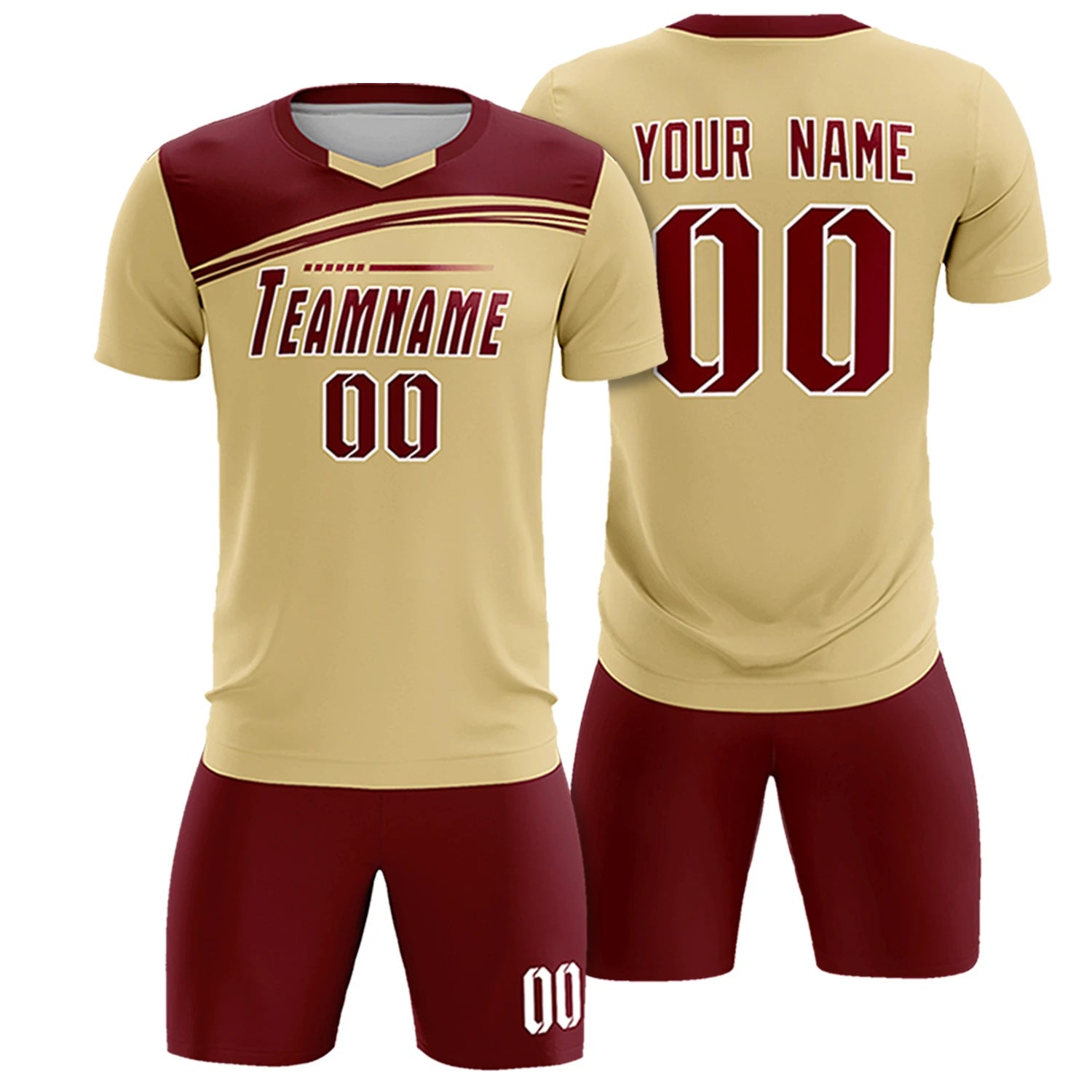 Custom Khaki Crimson Personalized Men Soccer Sets Jersey