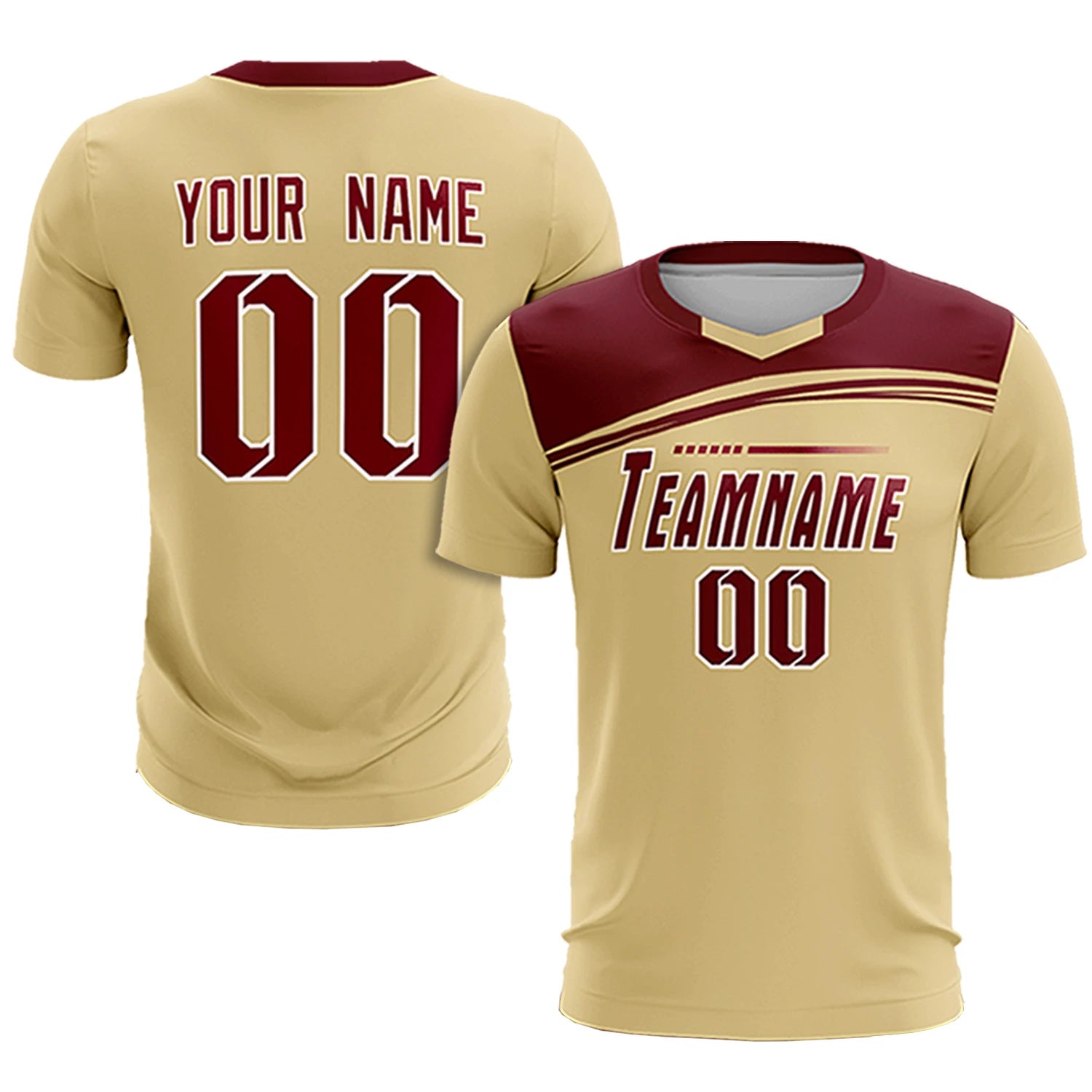 Custom Khaki Crimson Personalized Men Soccer Sets Jersey