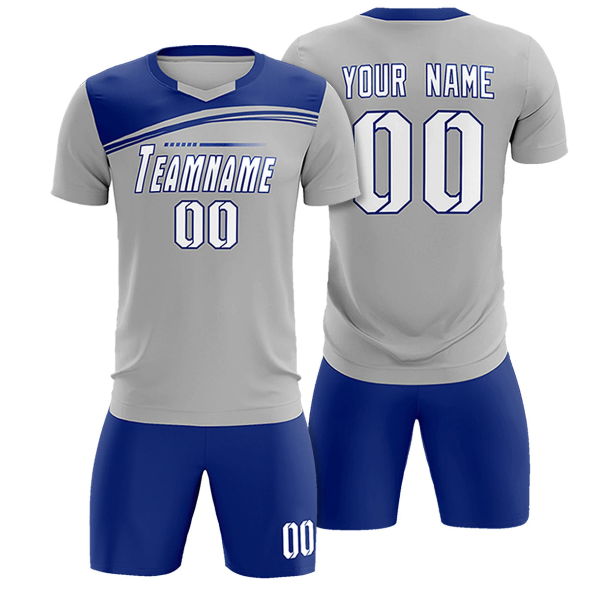 Custom Gray Sky Blue Personalized Men Soccer Sets Jersey