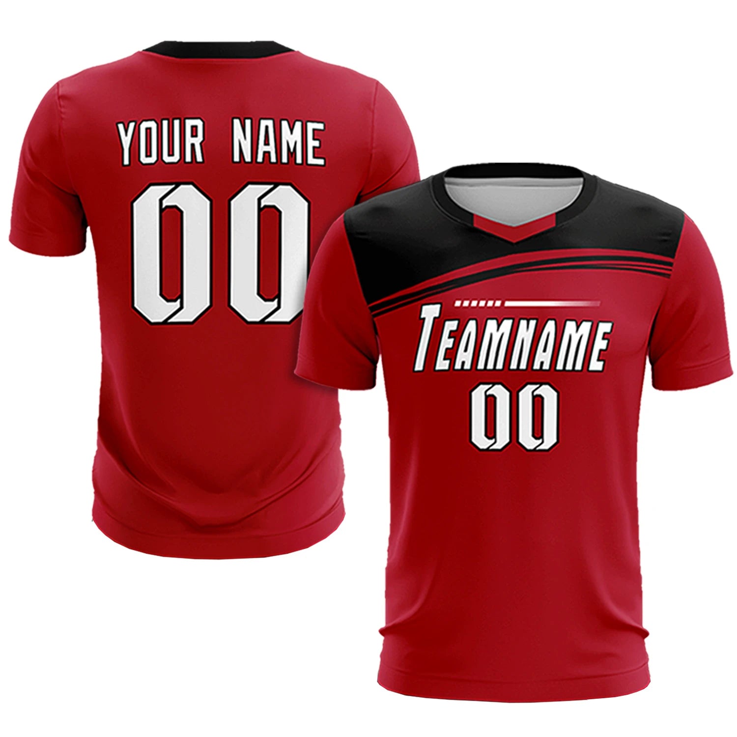 Custom Red Black Personalized Men Soccer Sets Jersey